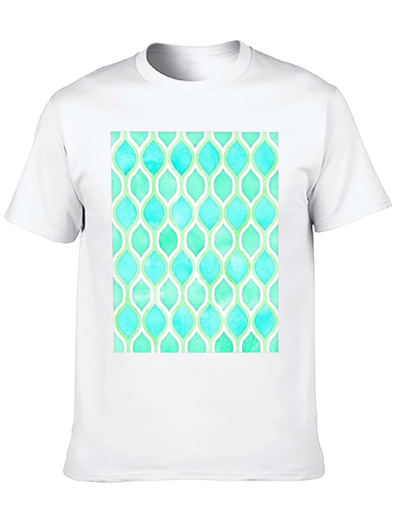 Aqua & Green Patterned T-Shirt