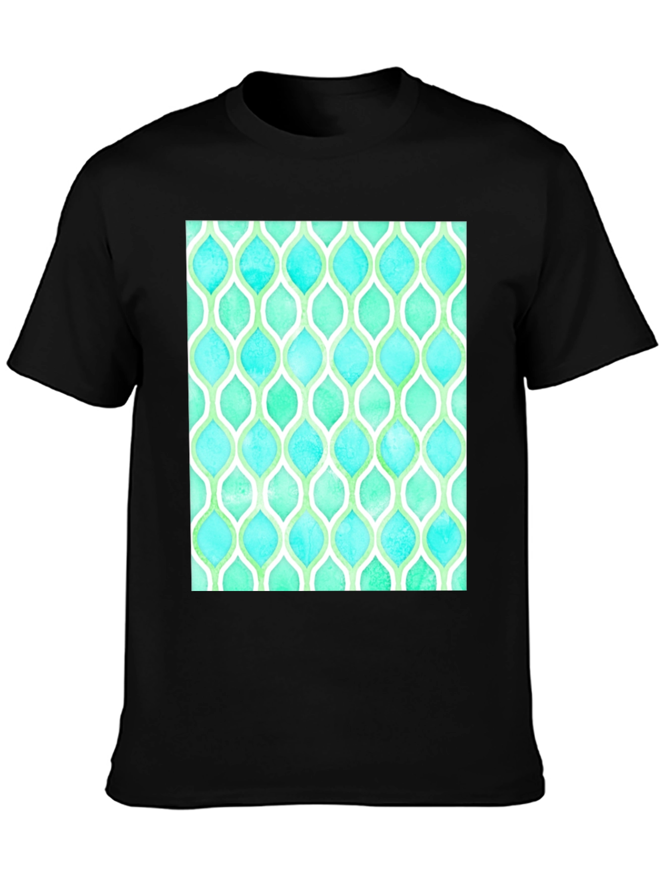 Aqua & Green Patterned T-Shirt
