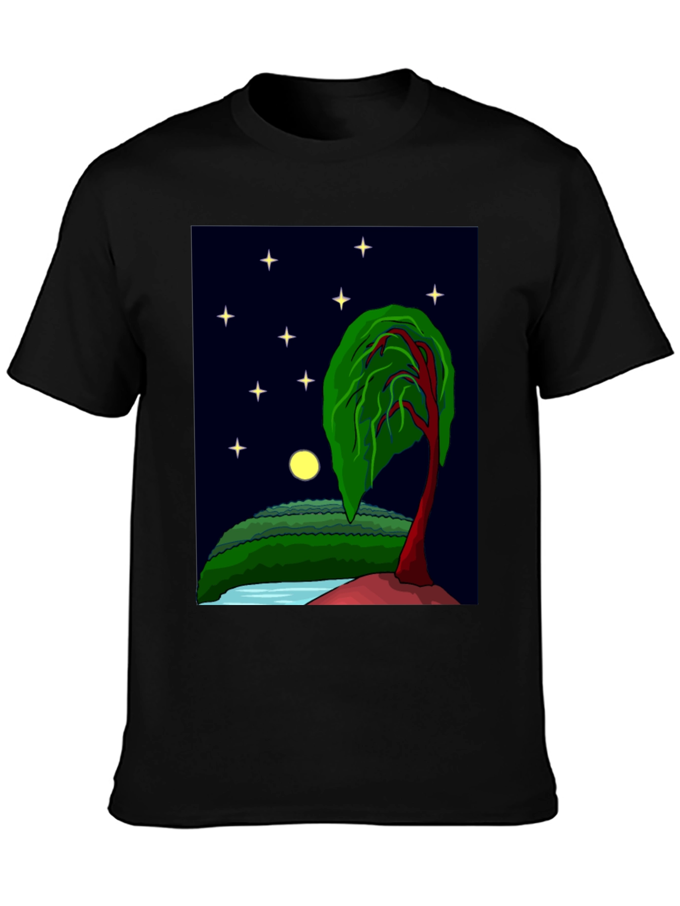 Nightscape Graphic Tee - Artistic Tree Design