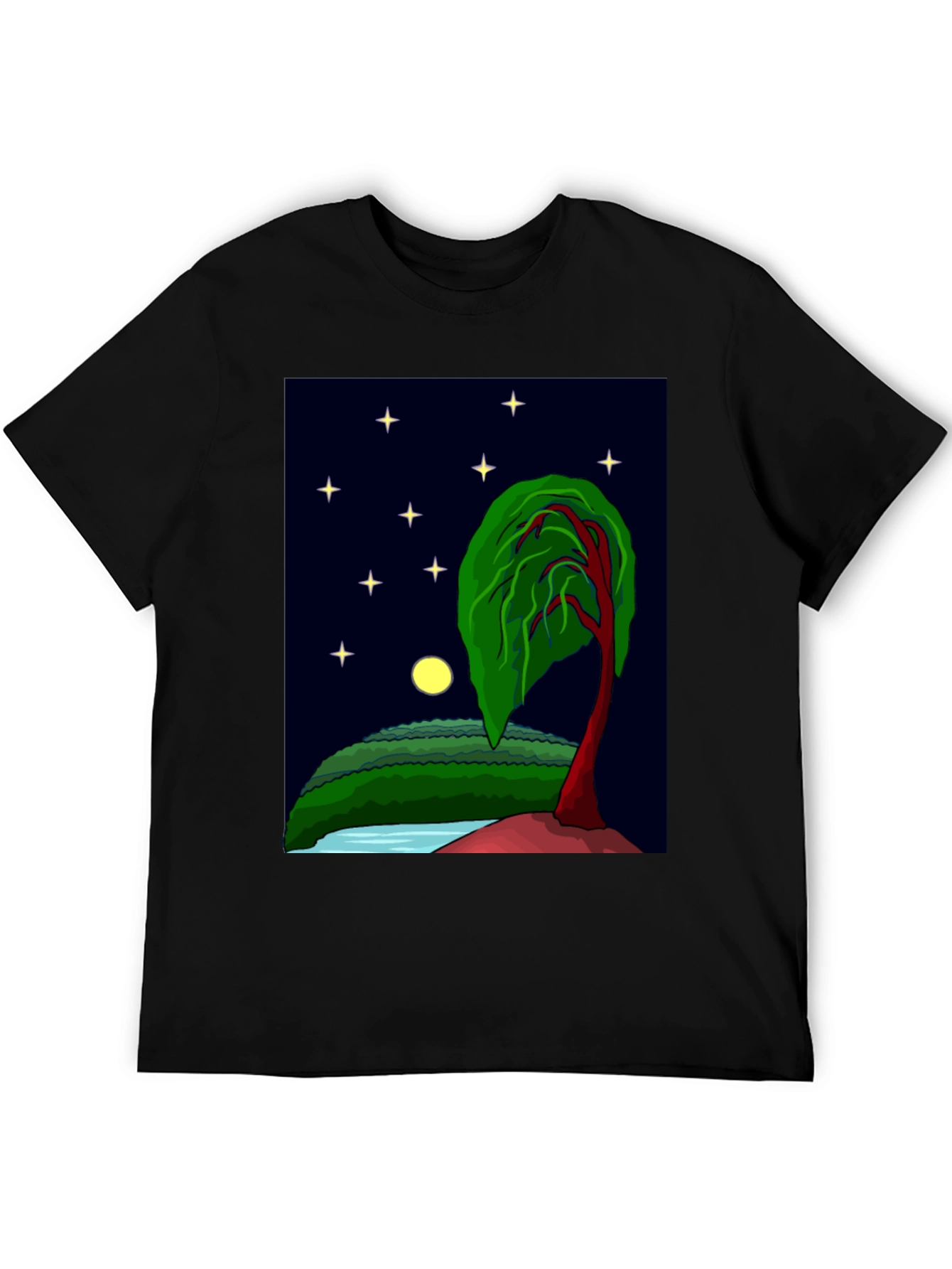 Nightscape Graphic Tee - Artistic Tree Design