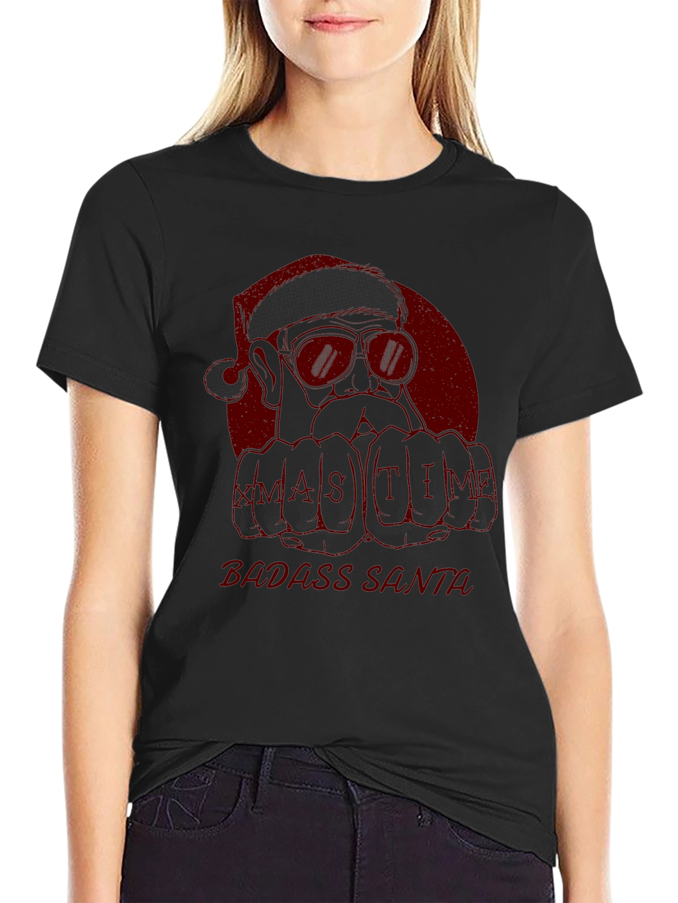 Badass Santa Xmas Time T-Shirt - Black