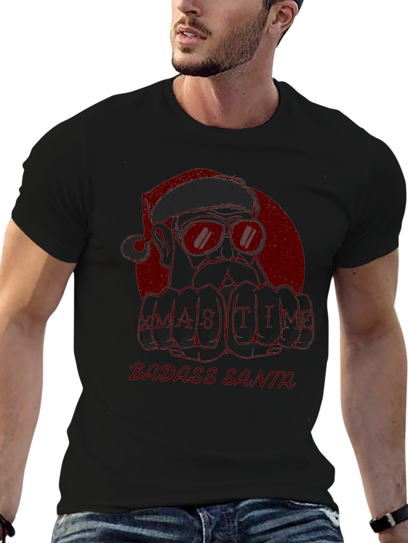 Badass Santa Xmas Time T-Shirt - Black