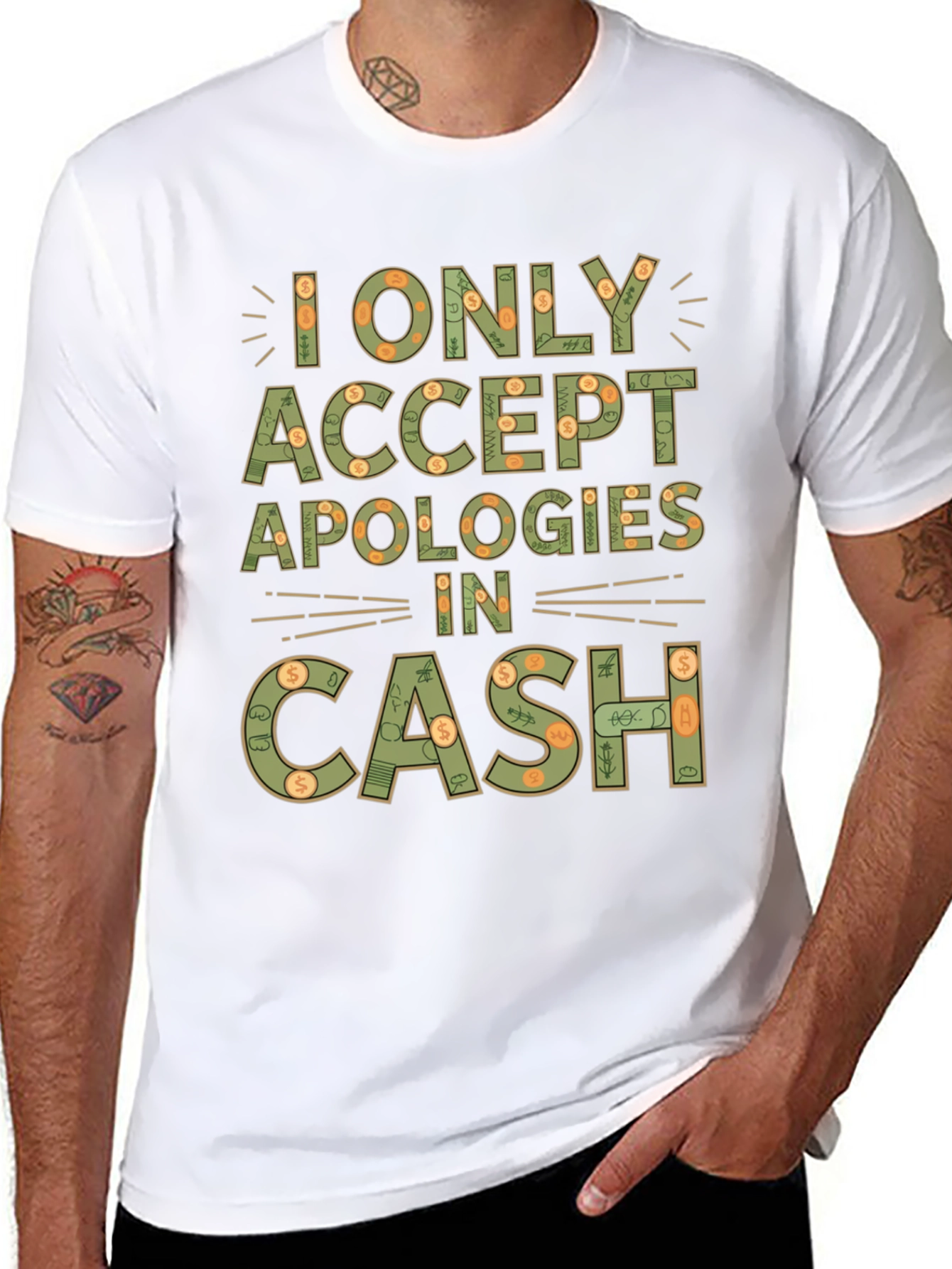 Cash Apologies T-Shirt Funny Slogan