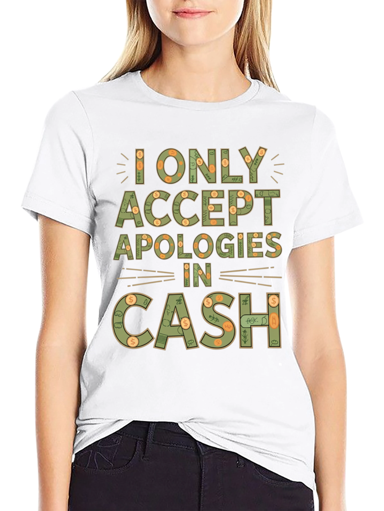 Cash Apologies T-Shirt Funny Slogan