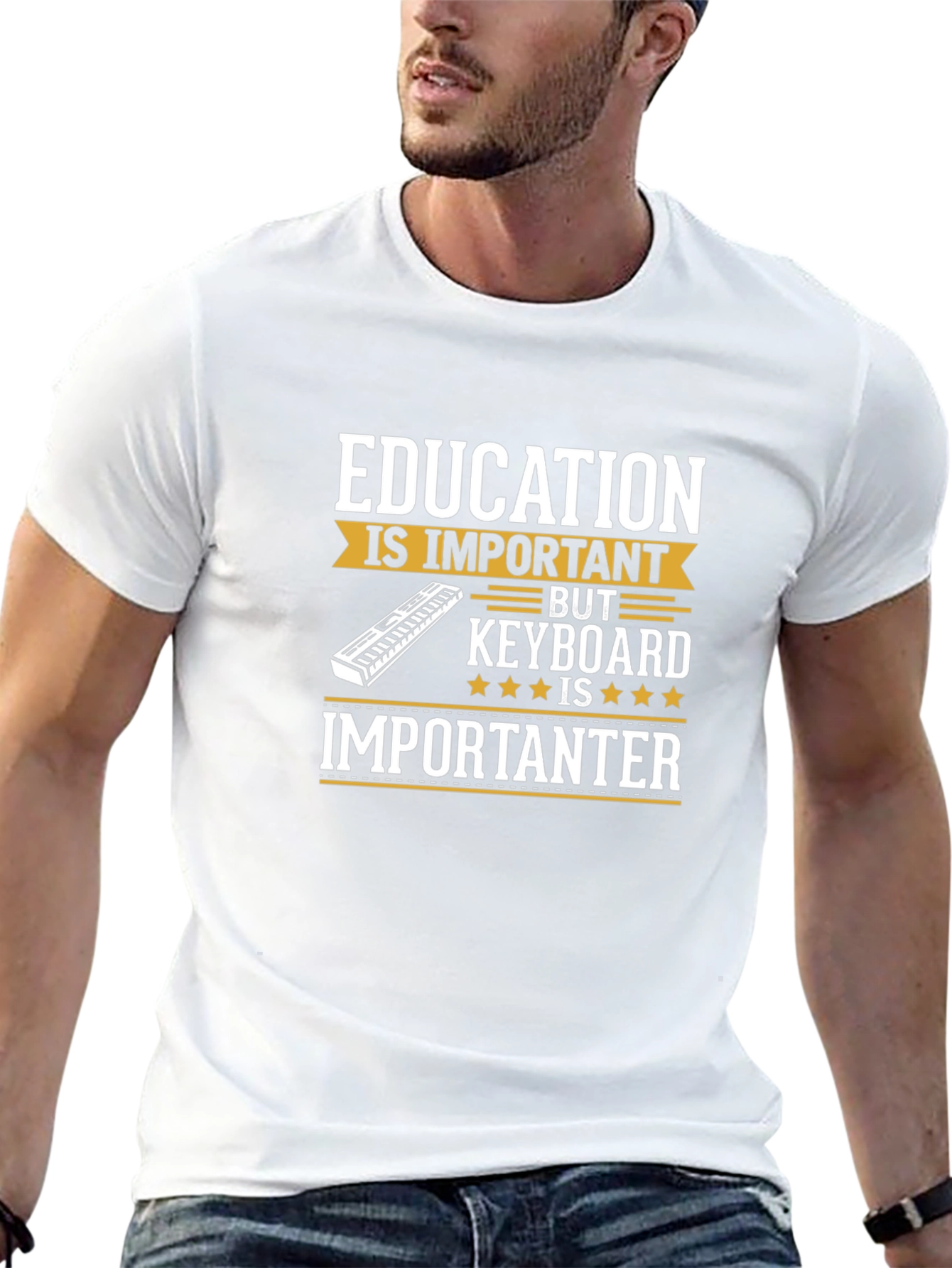 Funny Keyboard Music T-Shirt - Education is Importanter