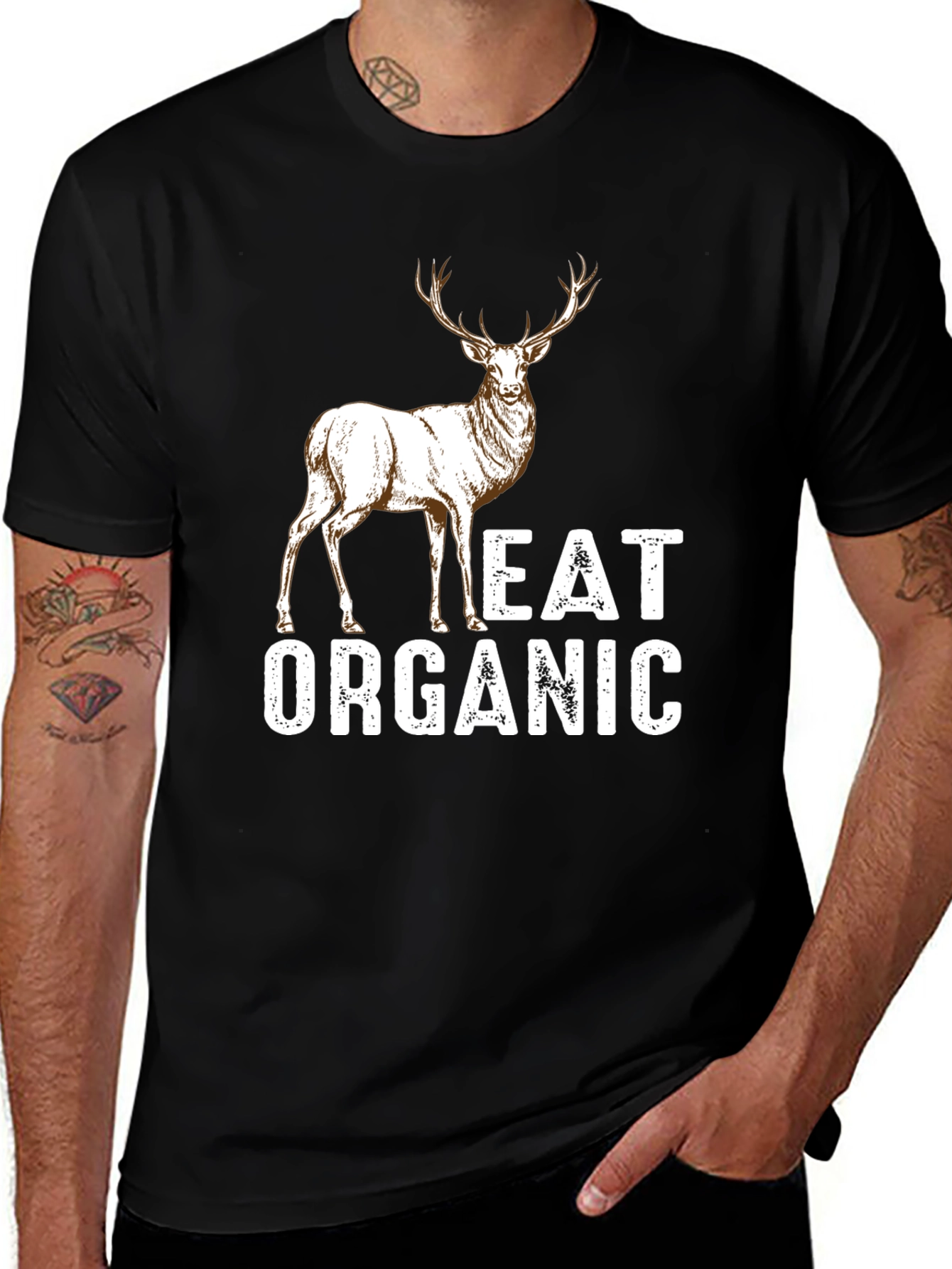 Eat Organic Deer Graphic T-Shirt - Mens