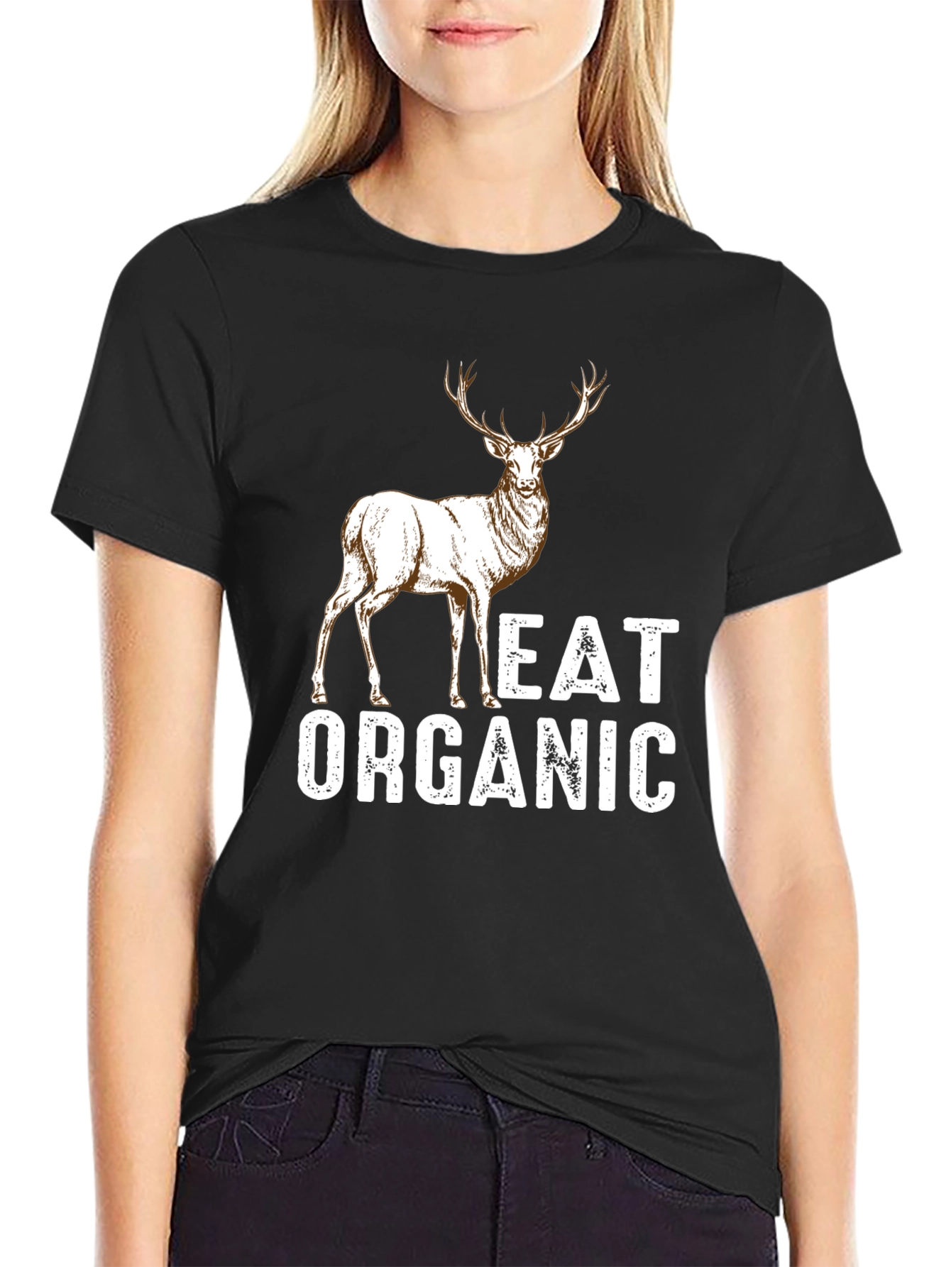 Eat Organic Deer Graphic T-Shirt - Mens