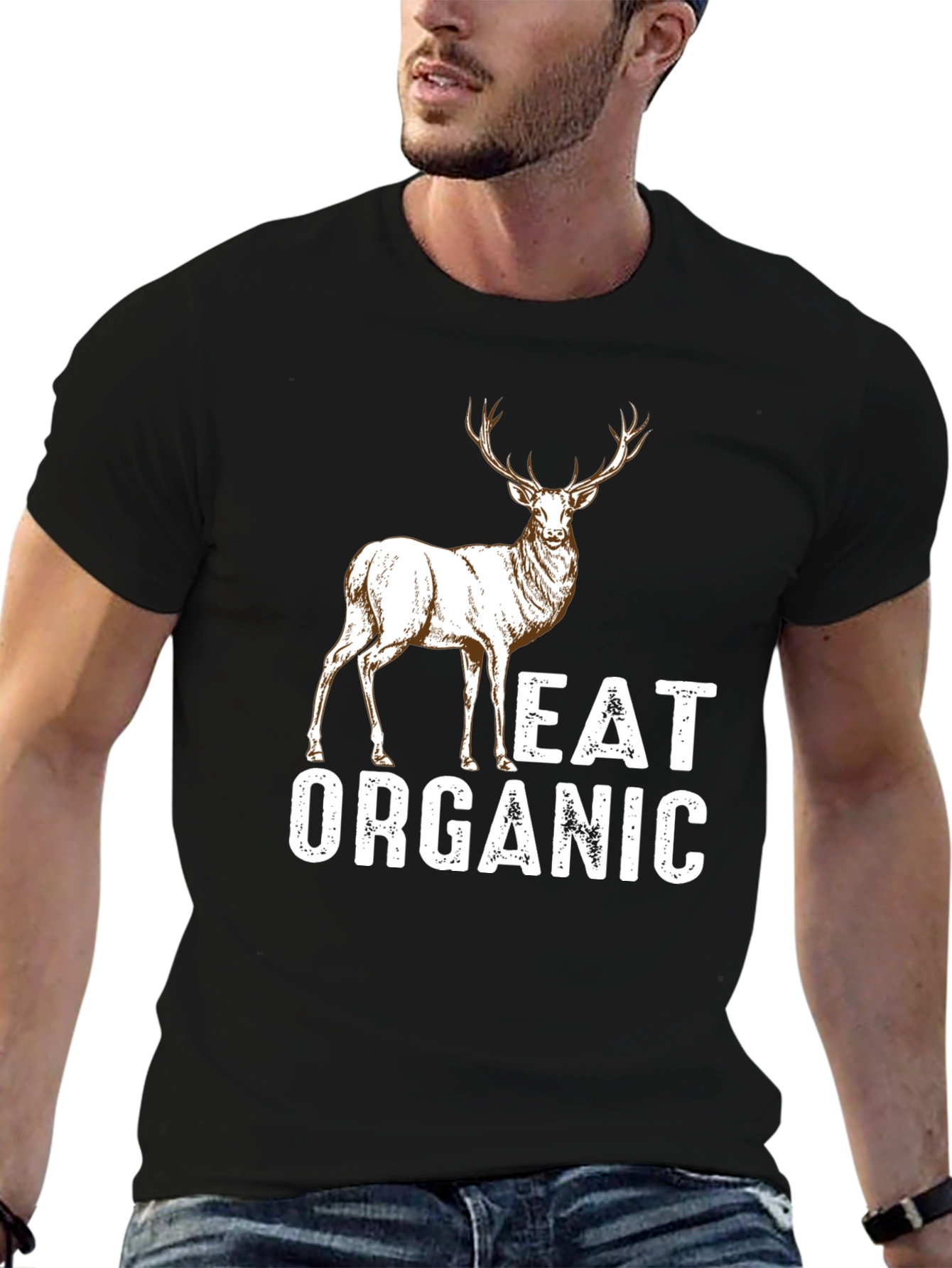 Eat Organic Deer Graphic T-Shirt - Mens