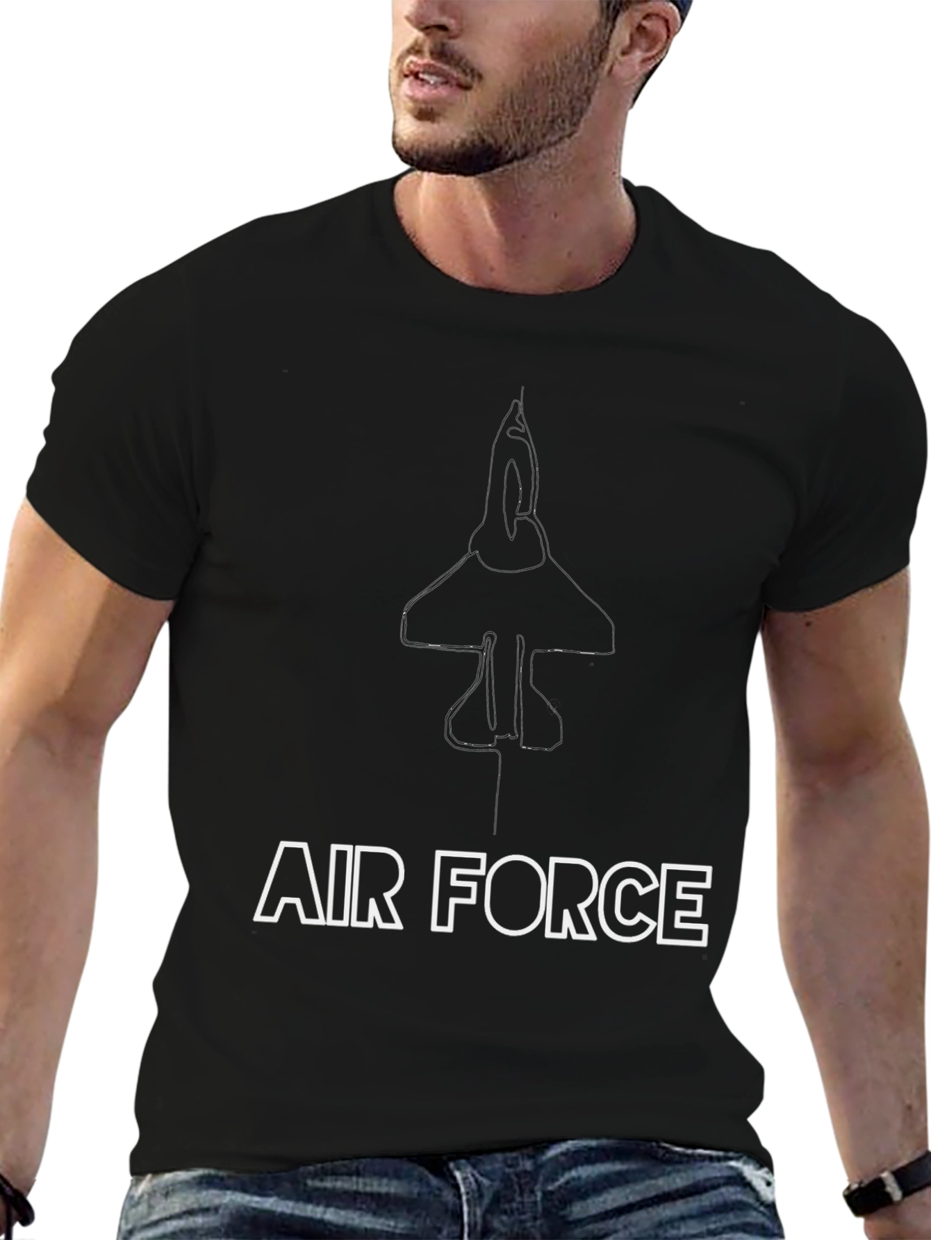 Air Force Jet Graphic T-Shirt - Black