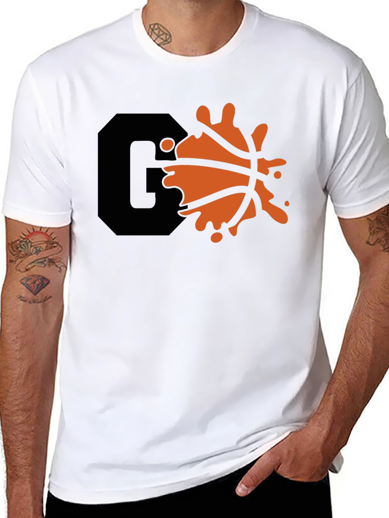 Cool Graphic Tee with Basketball Splash Design