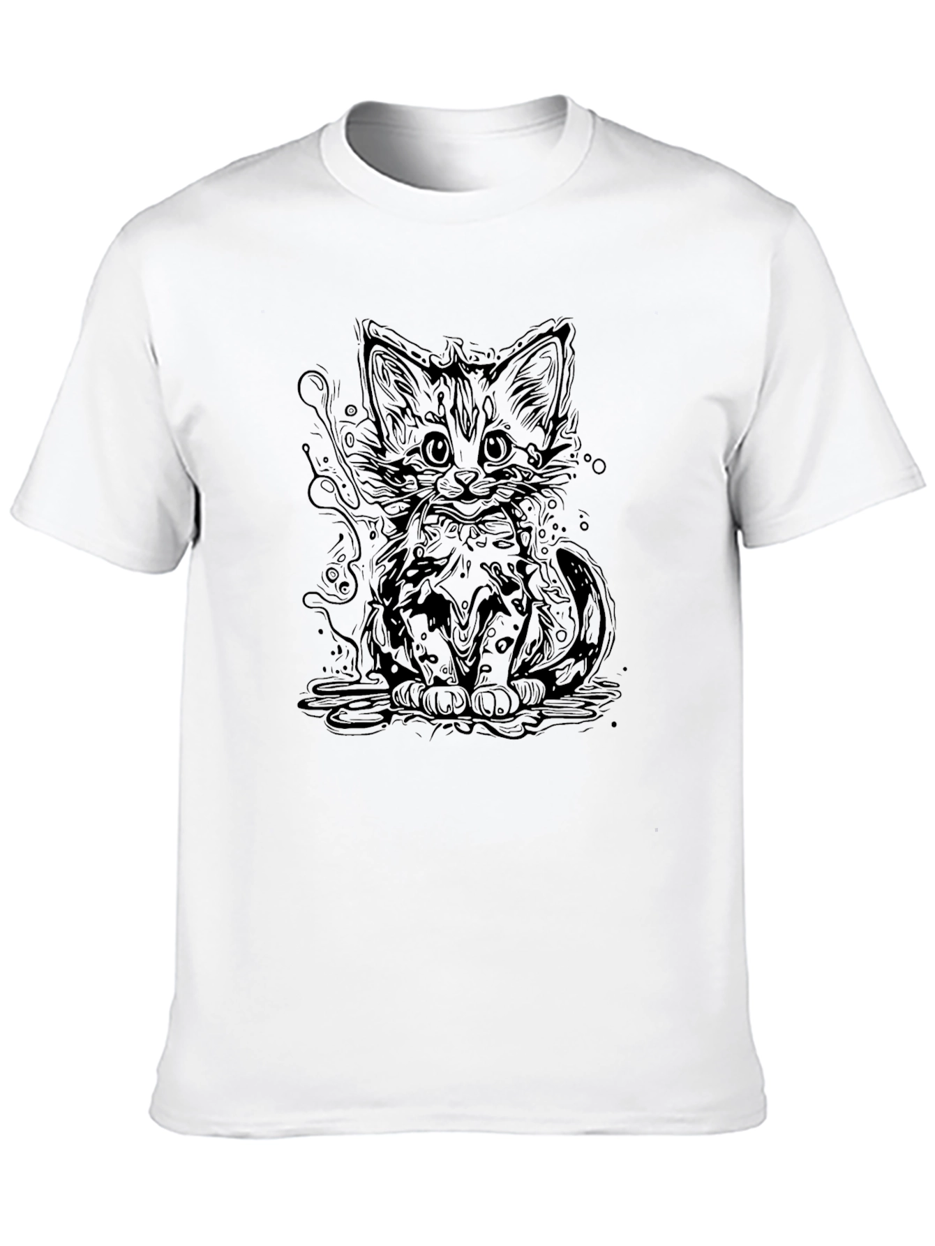 Cute Cat Graphic Tee - Stylish Black T-Shirt