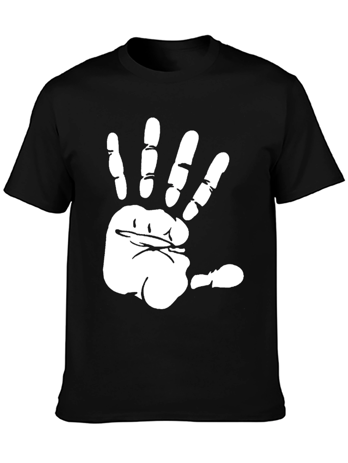 Funny Hand Print Black T-Shirt