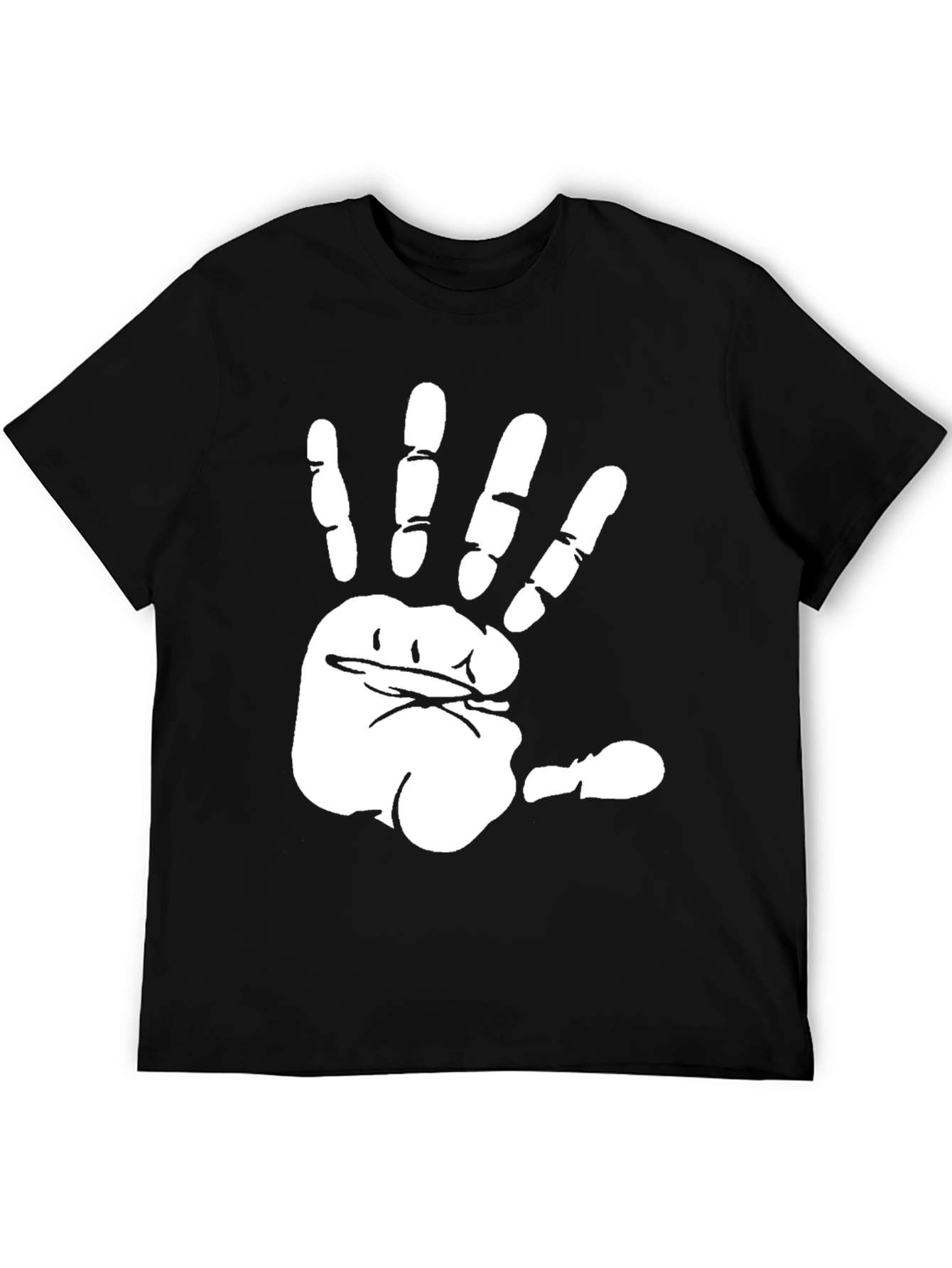 Funny Hand Print Black T-Shirt