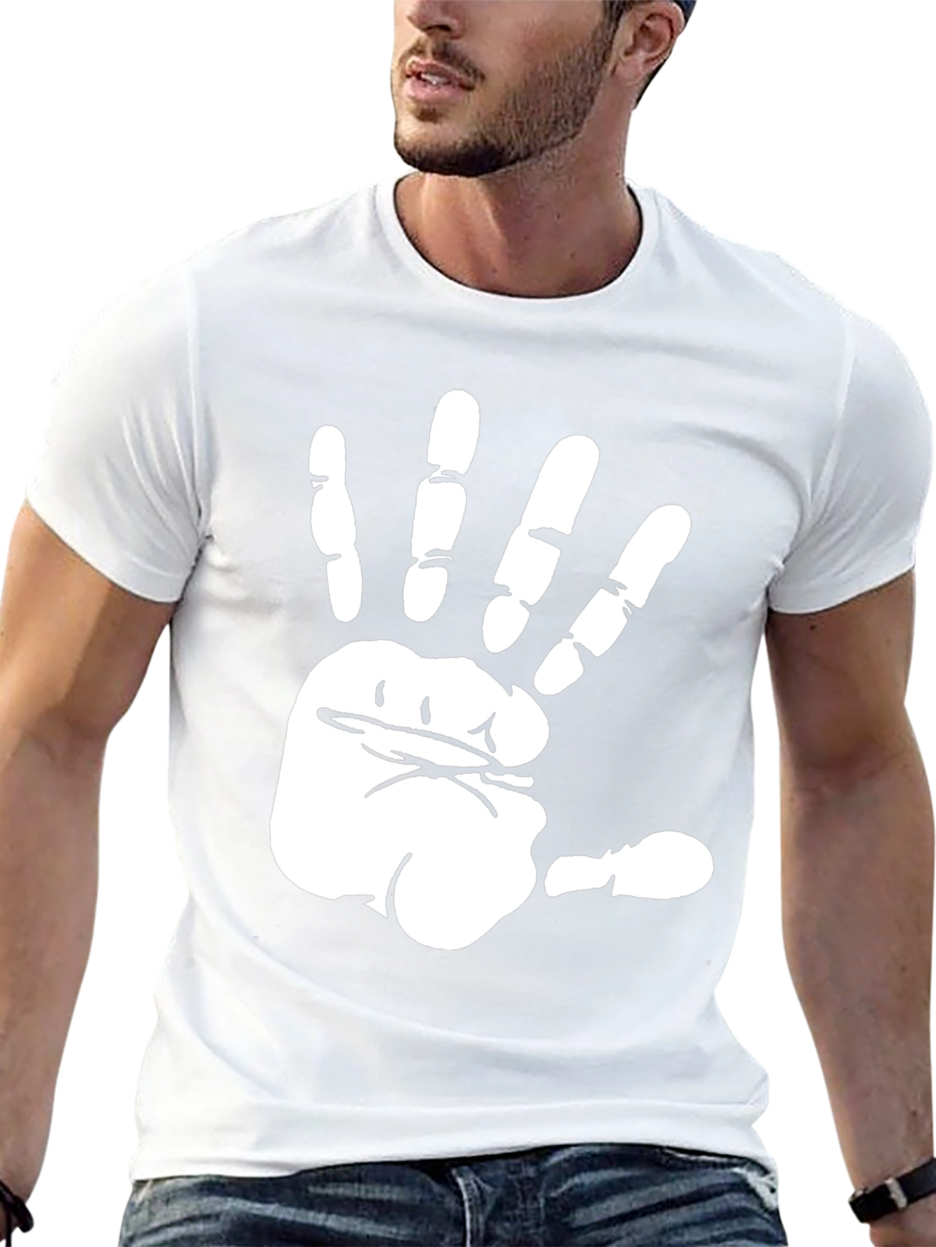 Funny Hand Print Black T-Shirt