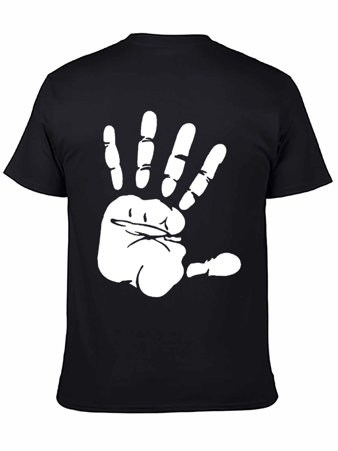 Funny Hand Print Black T-Shirt