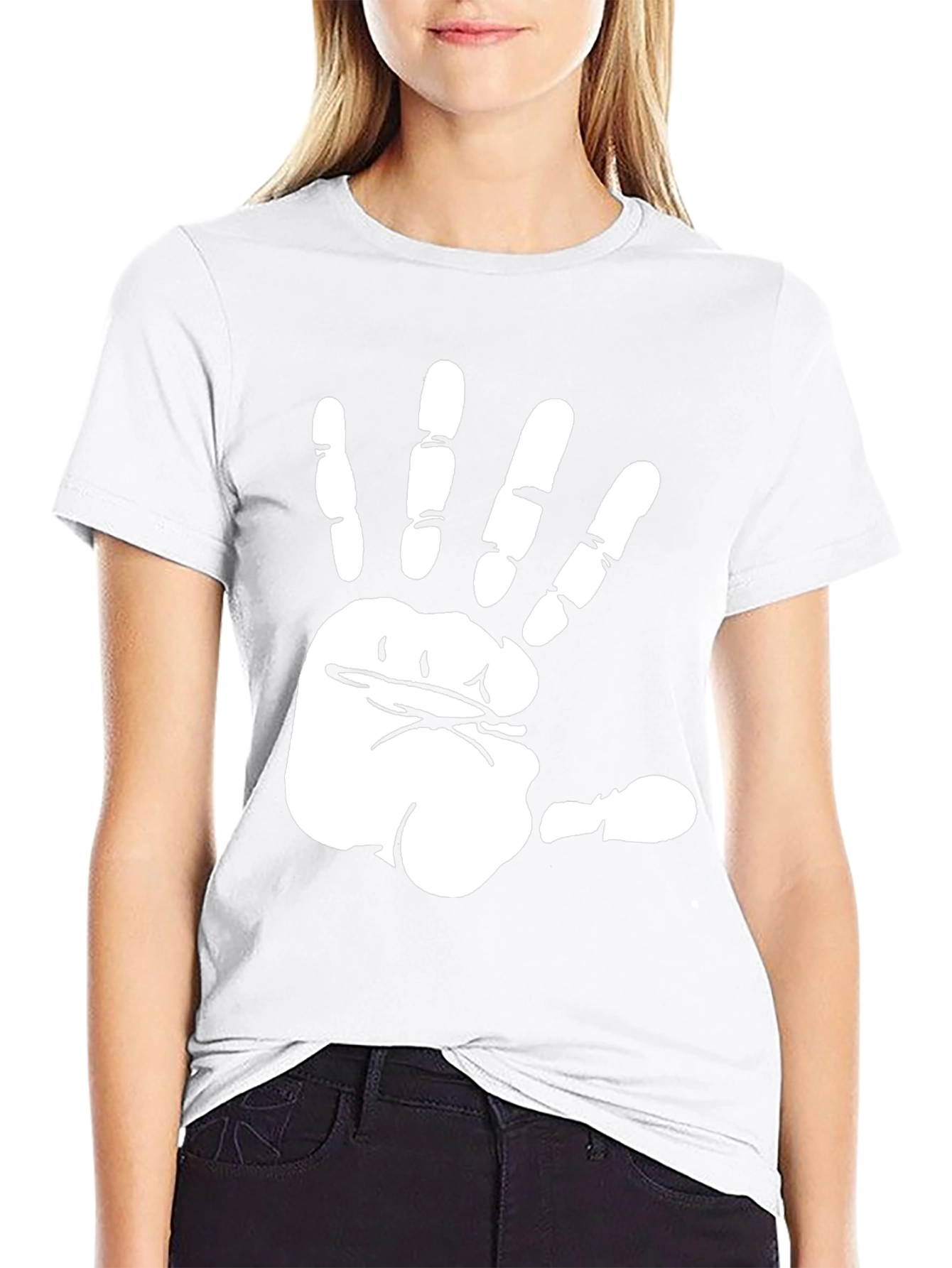 Funny Hand Print Black T-Shirt