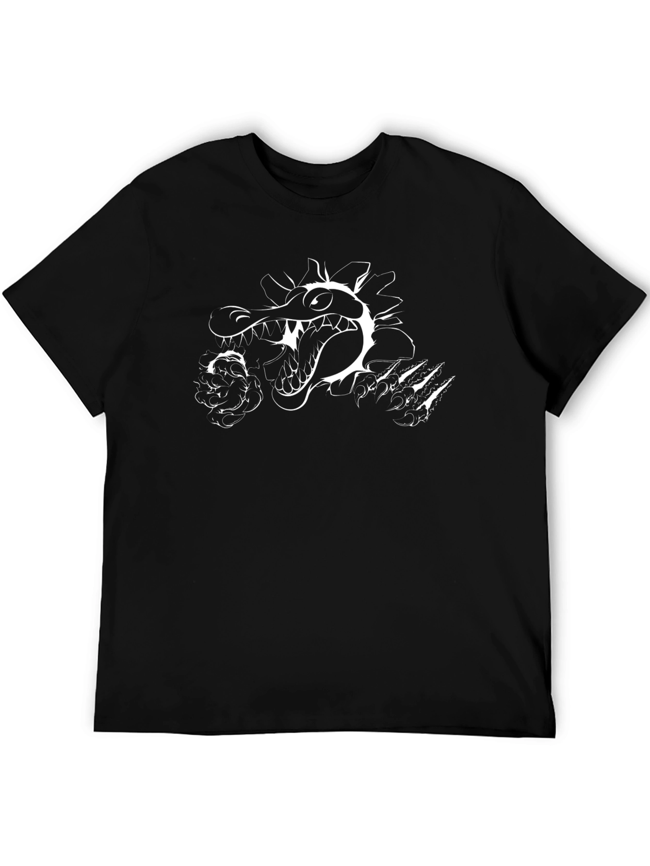 Black Graphic Tee - Crocodile Breaking Through