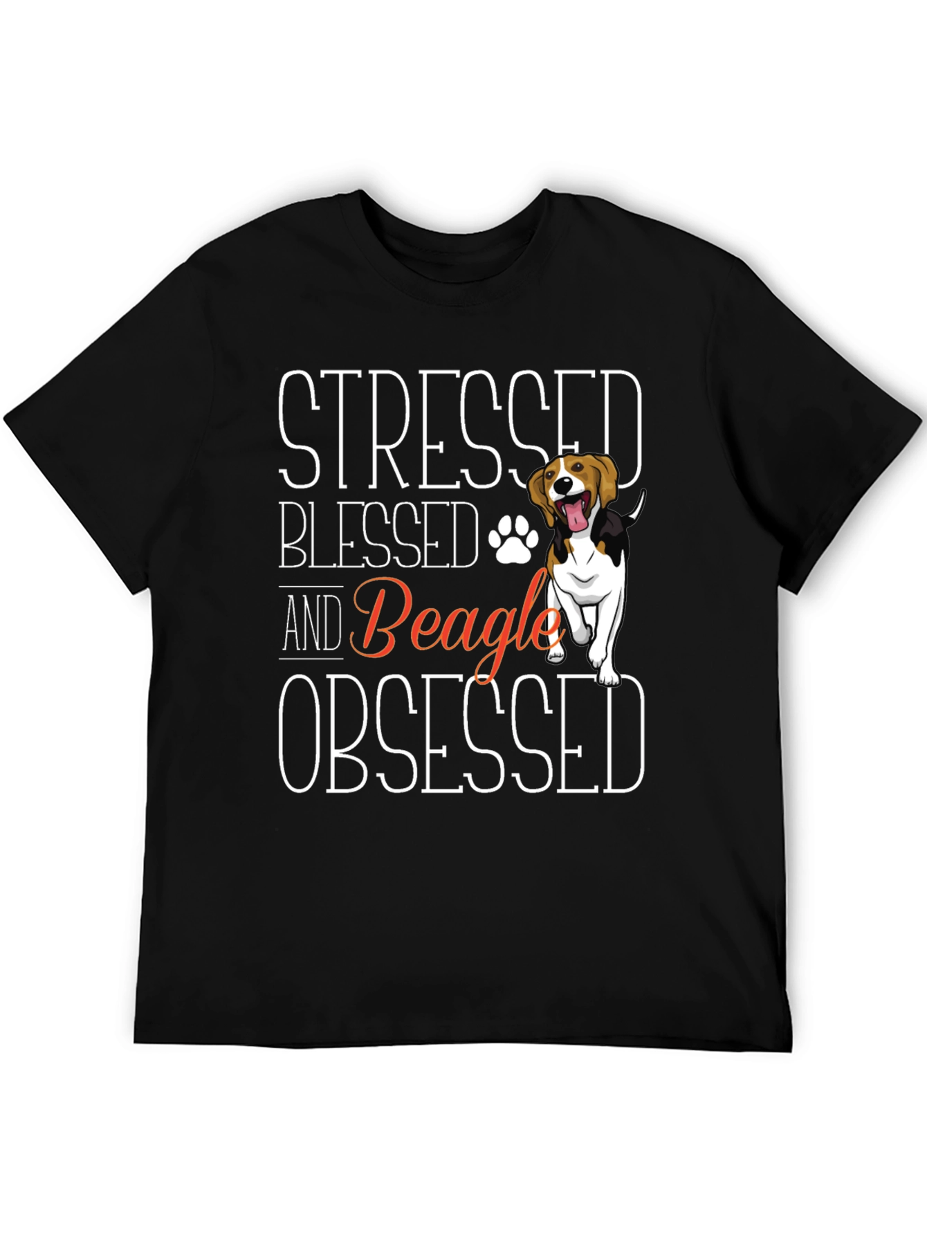 Stressed Blessed Beagle Obsessed Graphic T-Shirt