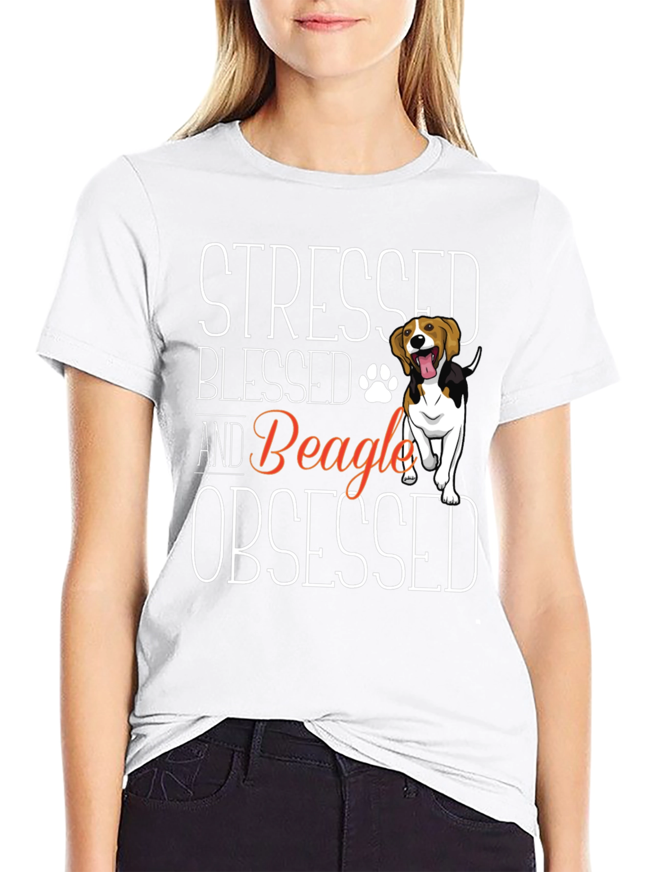 Stressed Blessed Beagle Obsessed Graphic T-Shirt