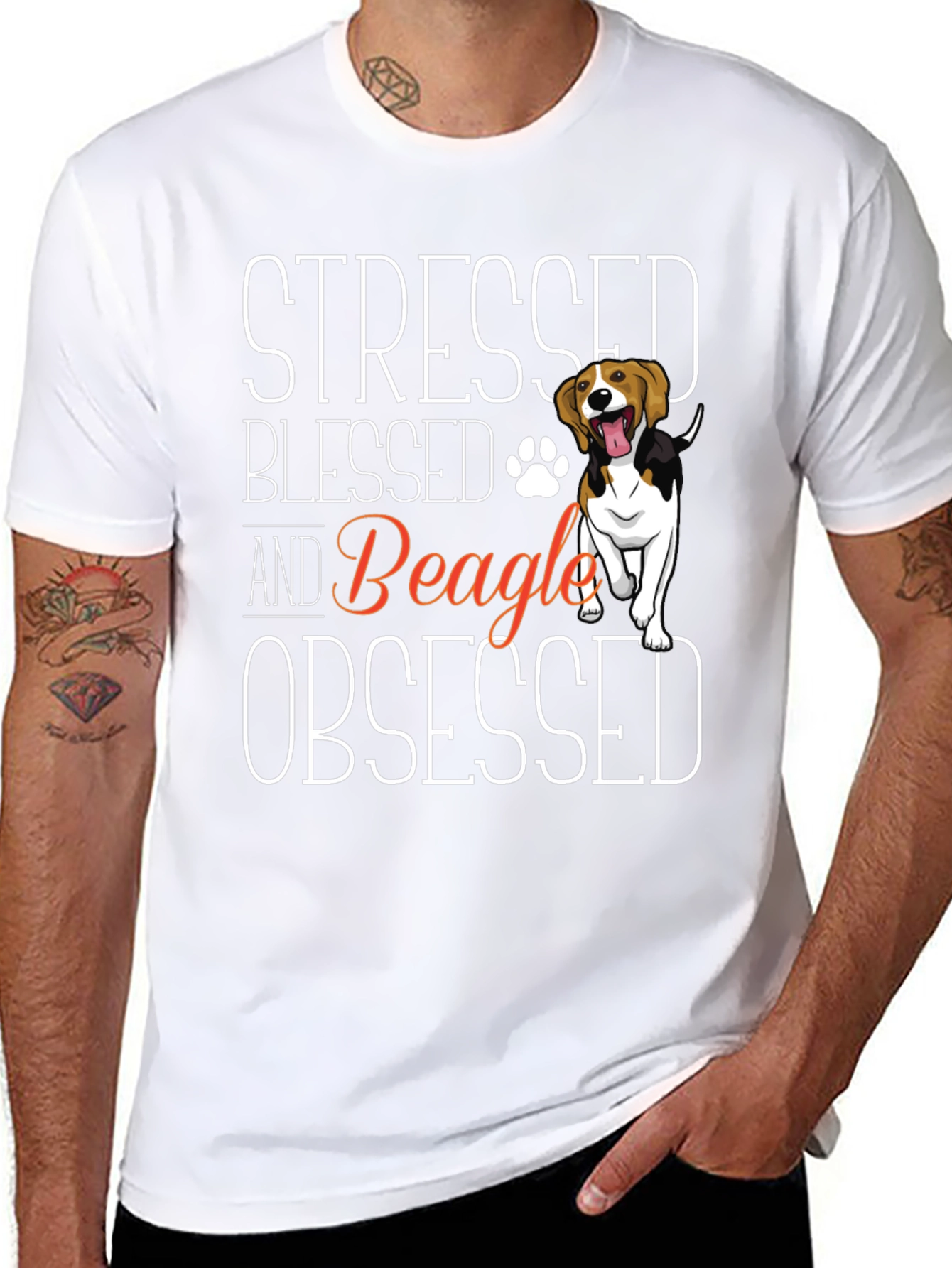 Stressed Blessed Beagle Obsessed Graphic T-Shirt