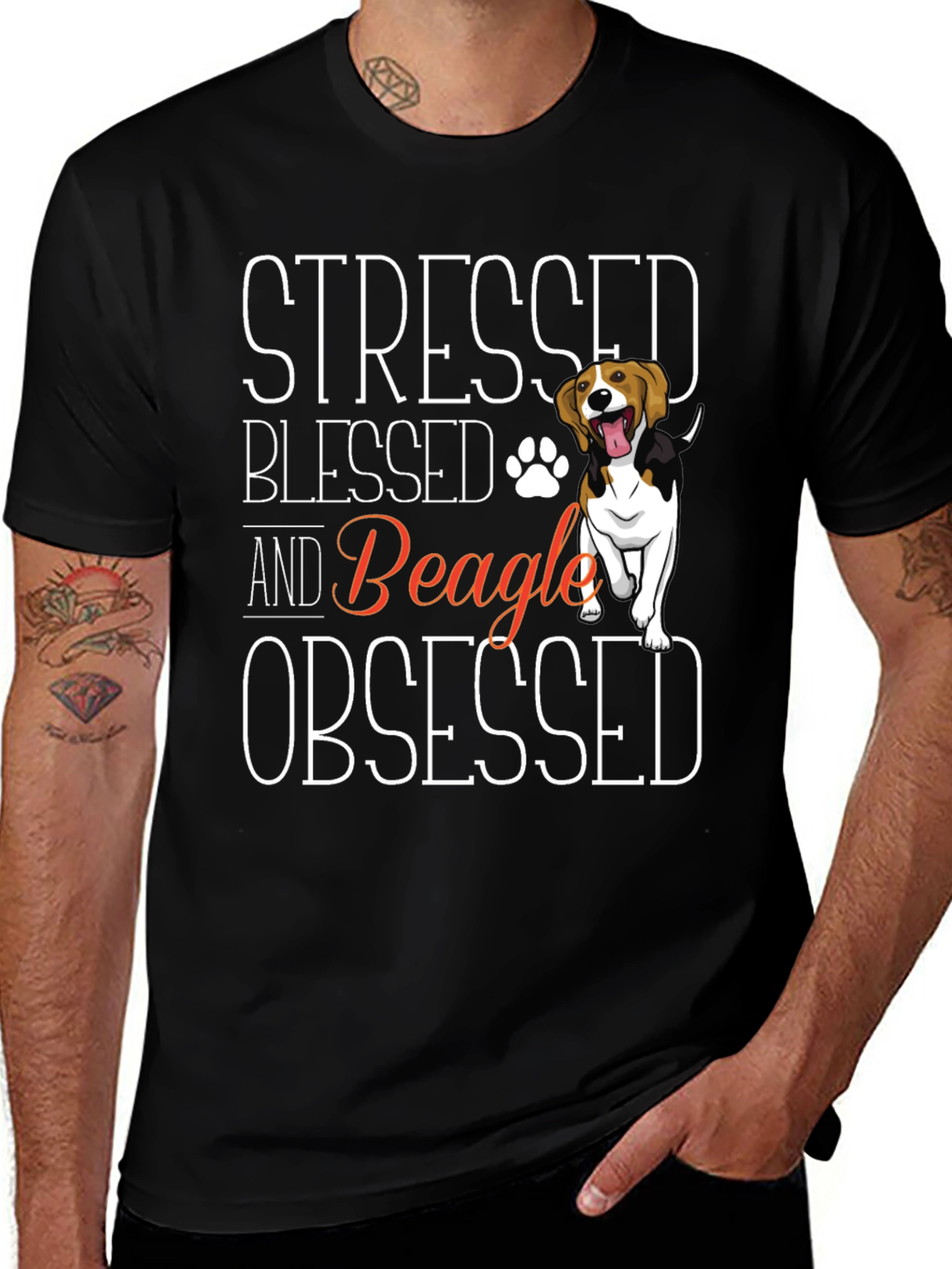 Stressed Blessed Beagle Obsessed Graphic T-Shirt