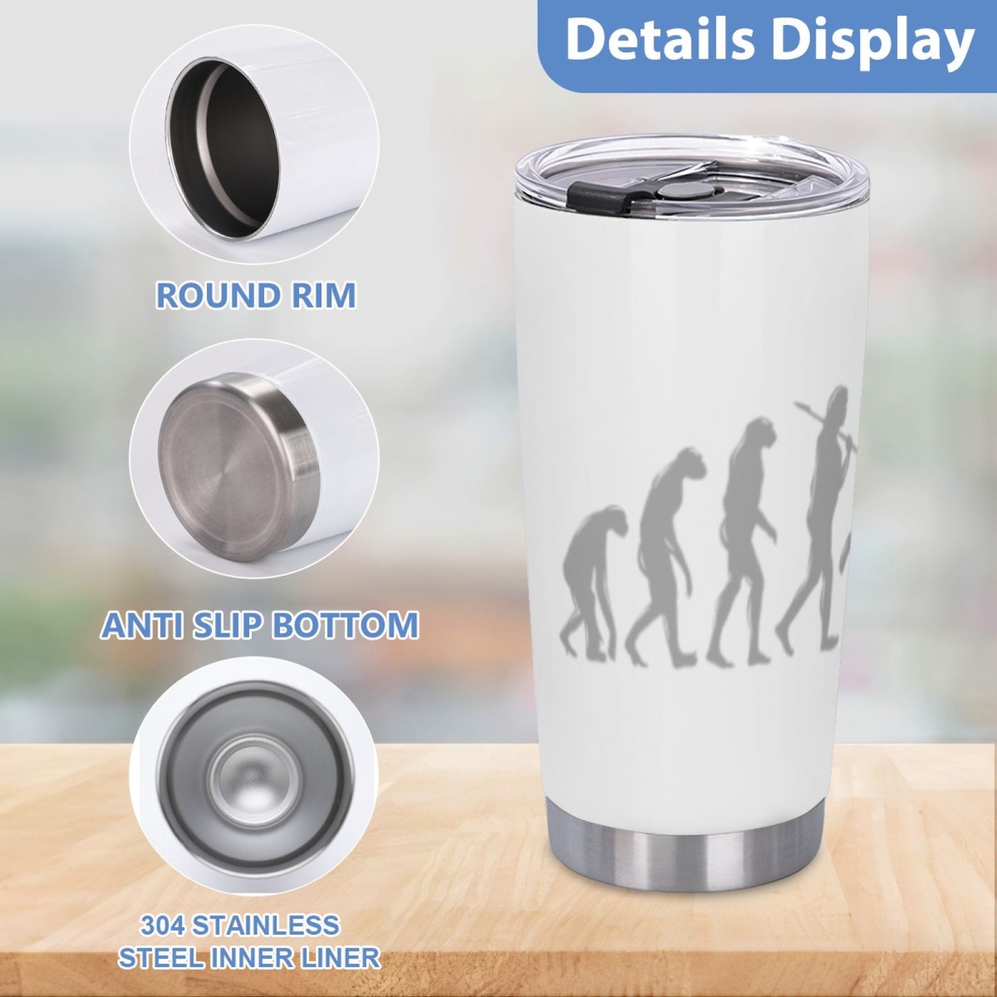 Insulated Graphic Daily Tumbler - Stainless Steel Reusable Leak-Proof Cup