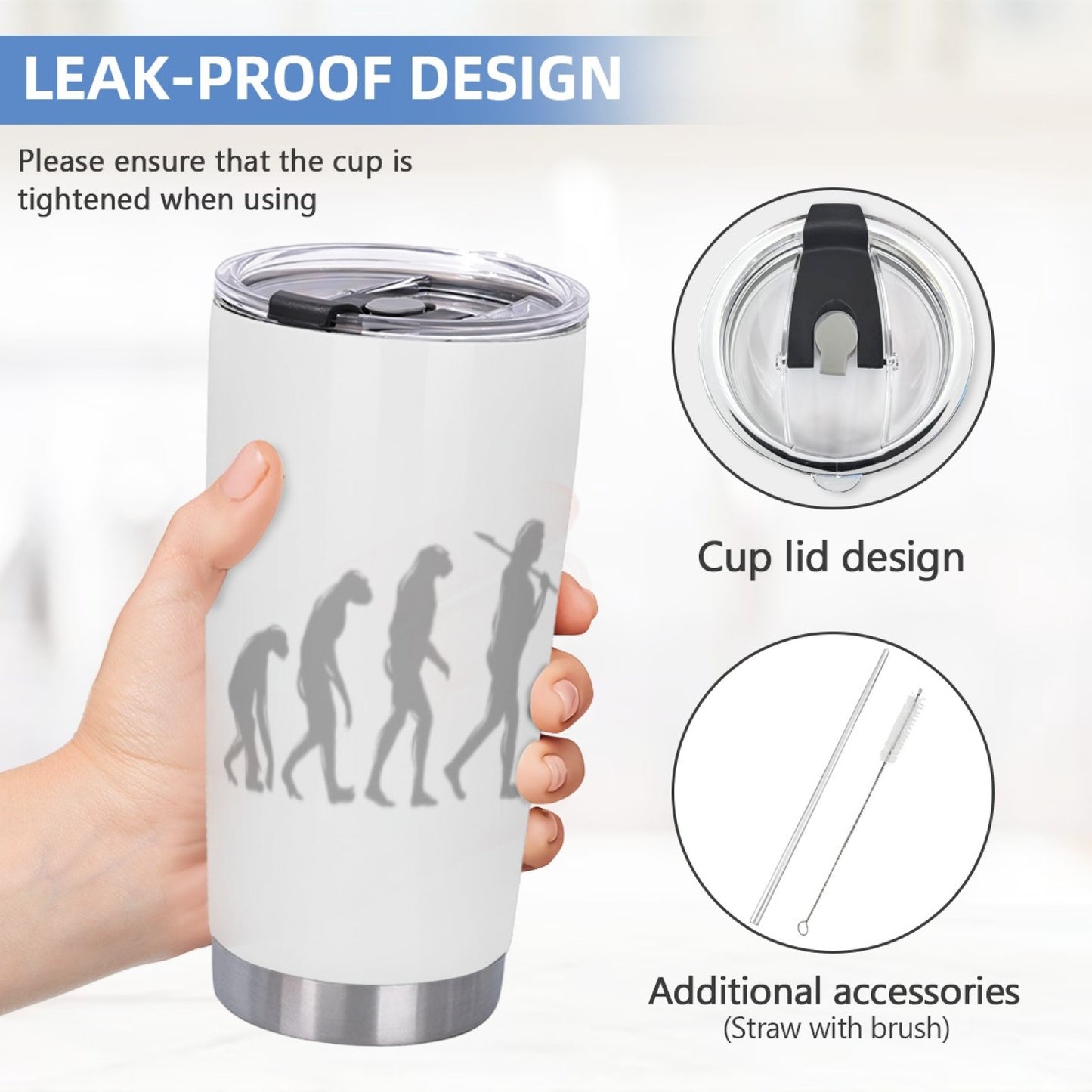 Insulated Graphic Daily Tumbler - Stainless Steel Reusable Leak-Proof Cup