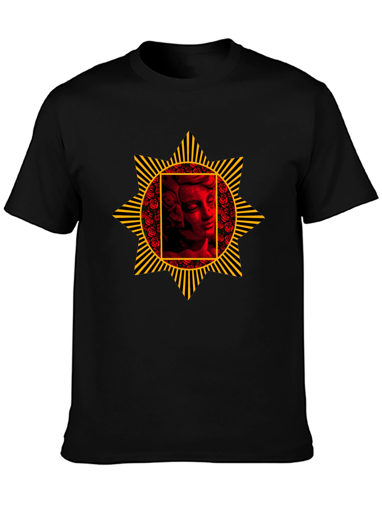 Statue & Roses Graphic Tee - Black