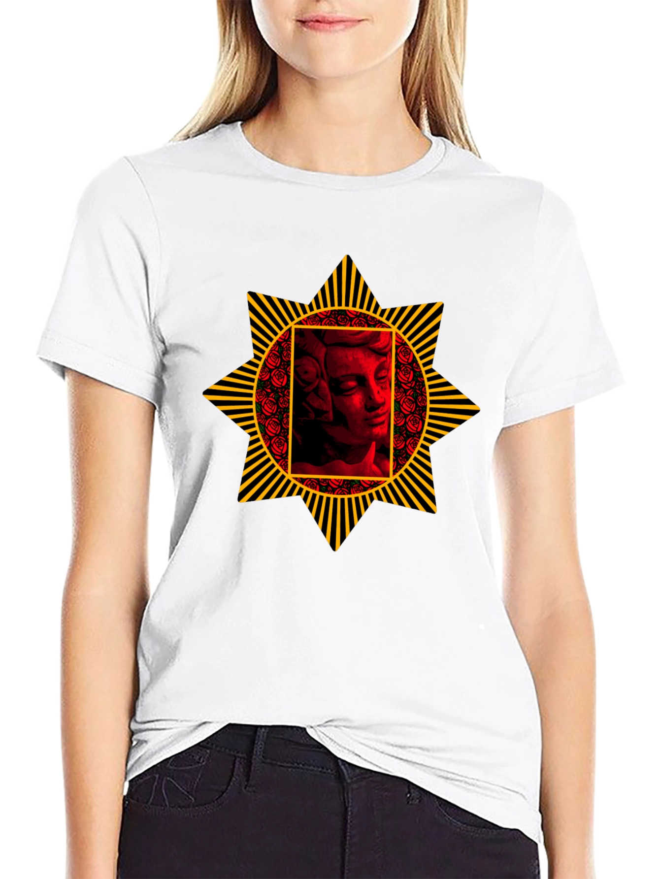 Statue & Roses Graphic Tee - Black
