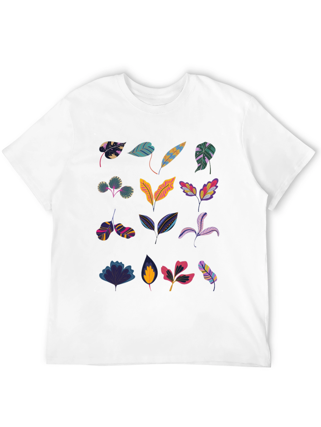 Tropical Leaves Print Black T-Shirt