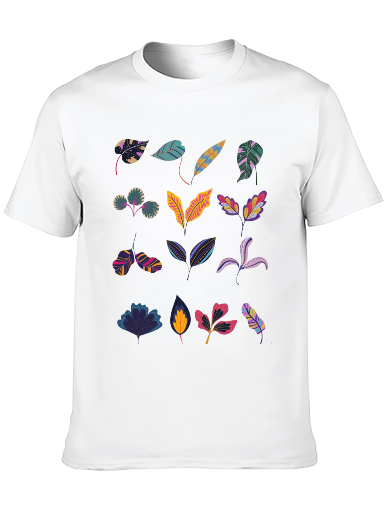 Tropical Leaves Print Black T-Shirt