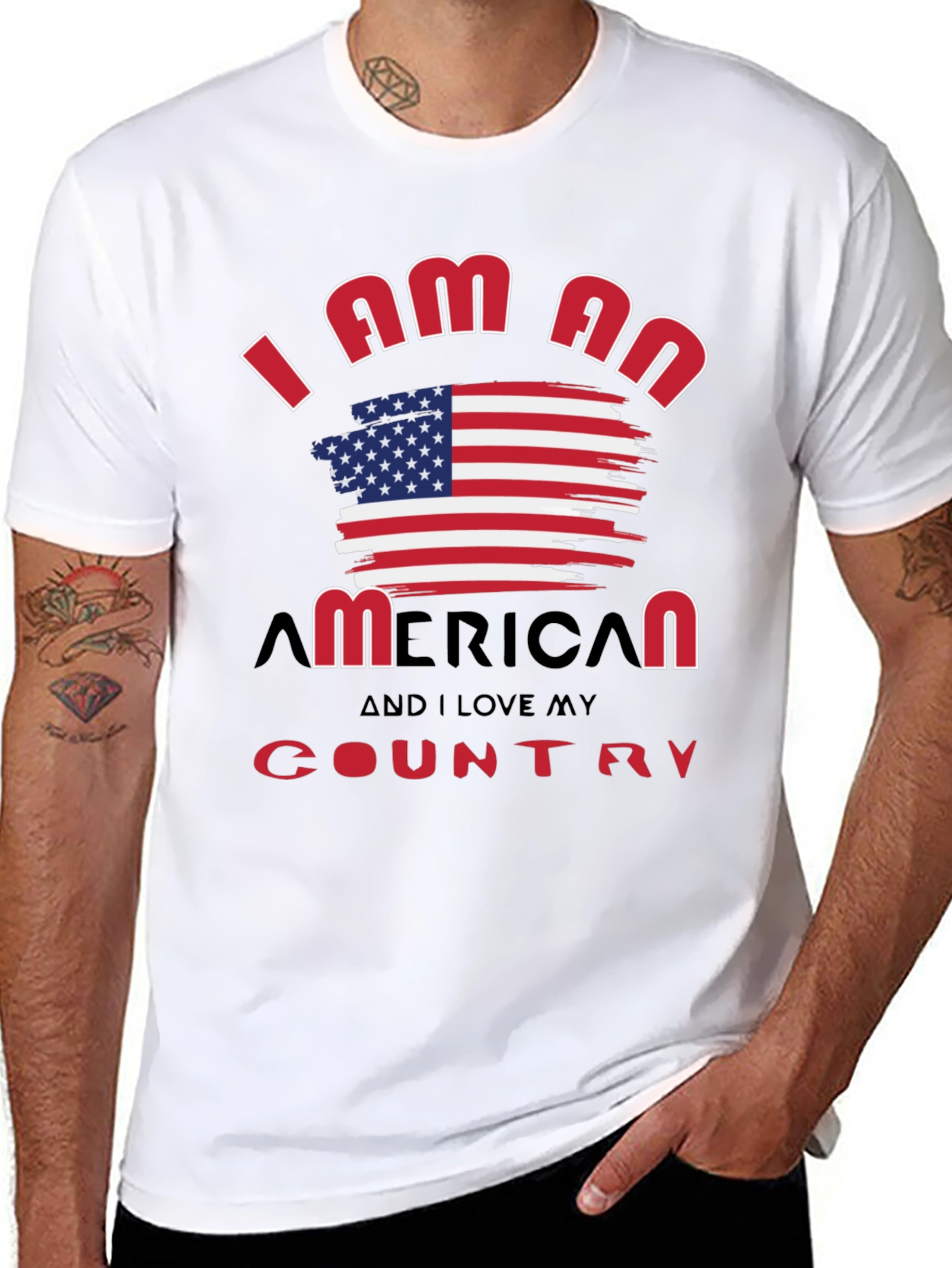 I Am An American T-Shirt Patriotic USA Flag
