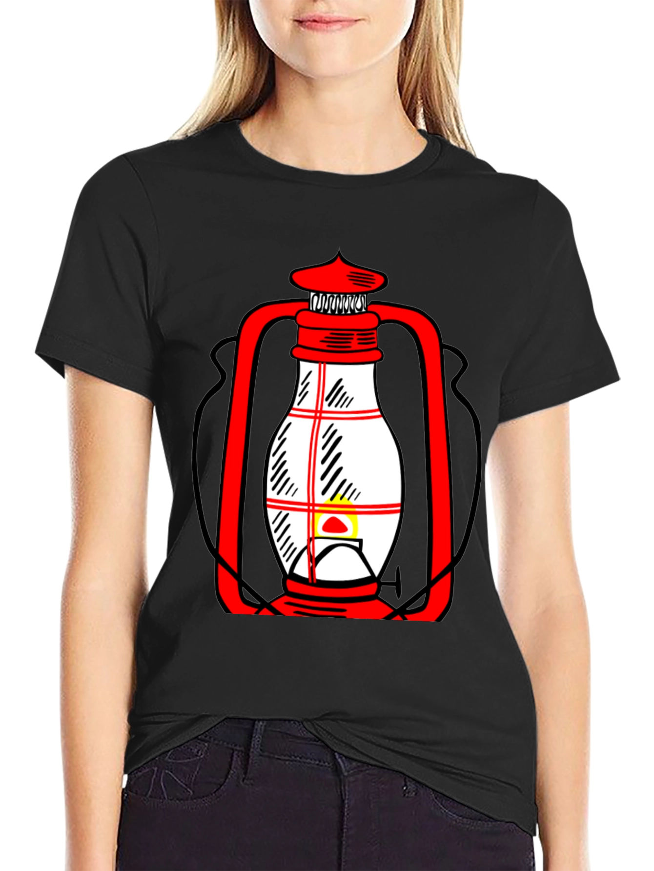 Lantern Graphic T-Shirt - Black Casual Tee