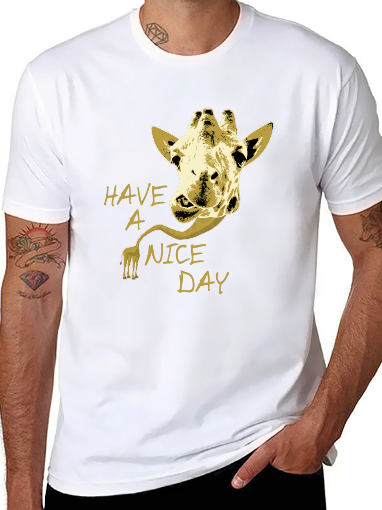 Giraffe Have a Nice Day Graphic Tee - Black