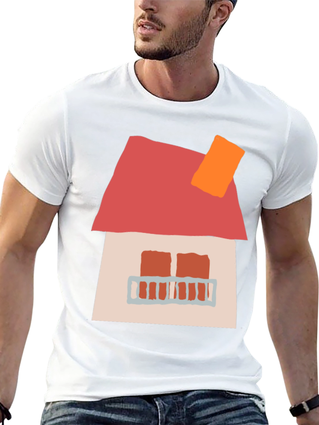 House Graphic T-Shirt Casual Black Tee