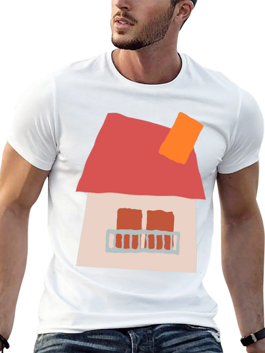 House Graphic T-Shirt Casual Black Tee