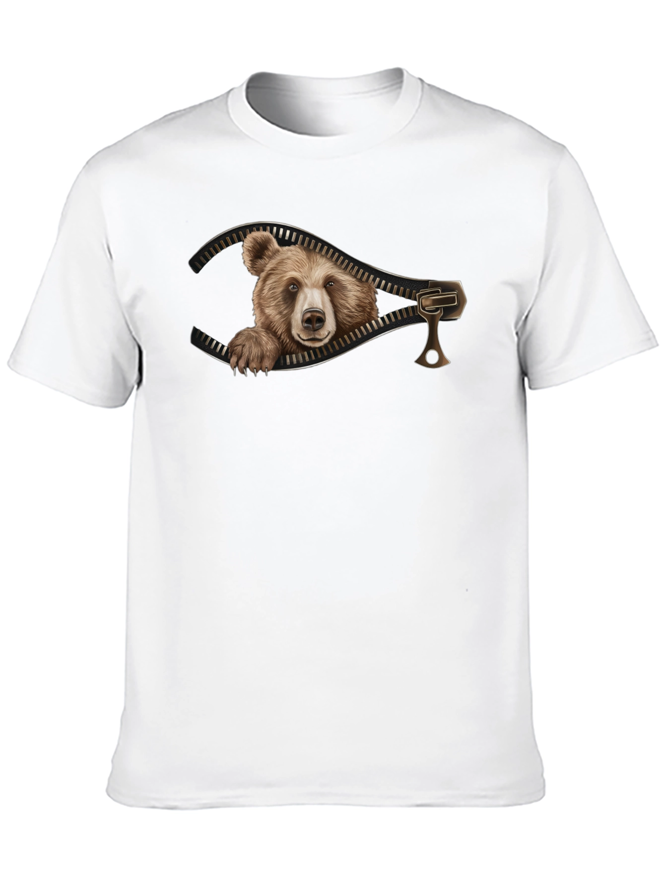 Bear Zipper Graphic Tee - Unique Design!
