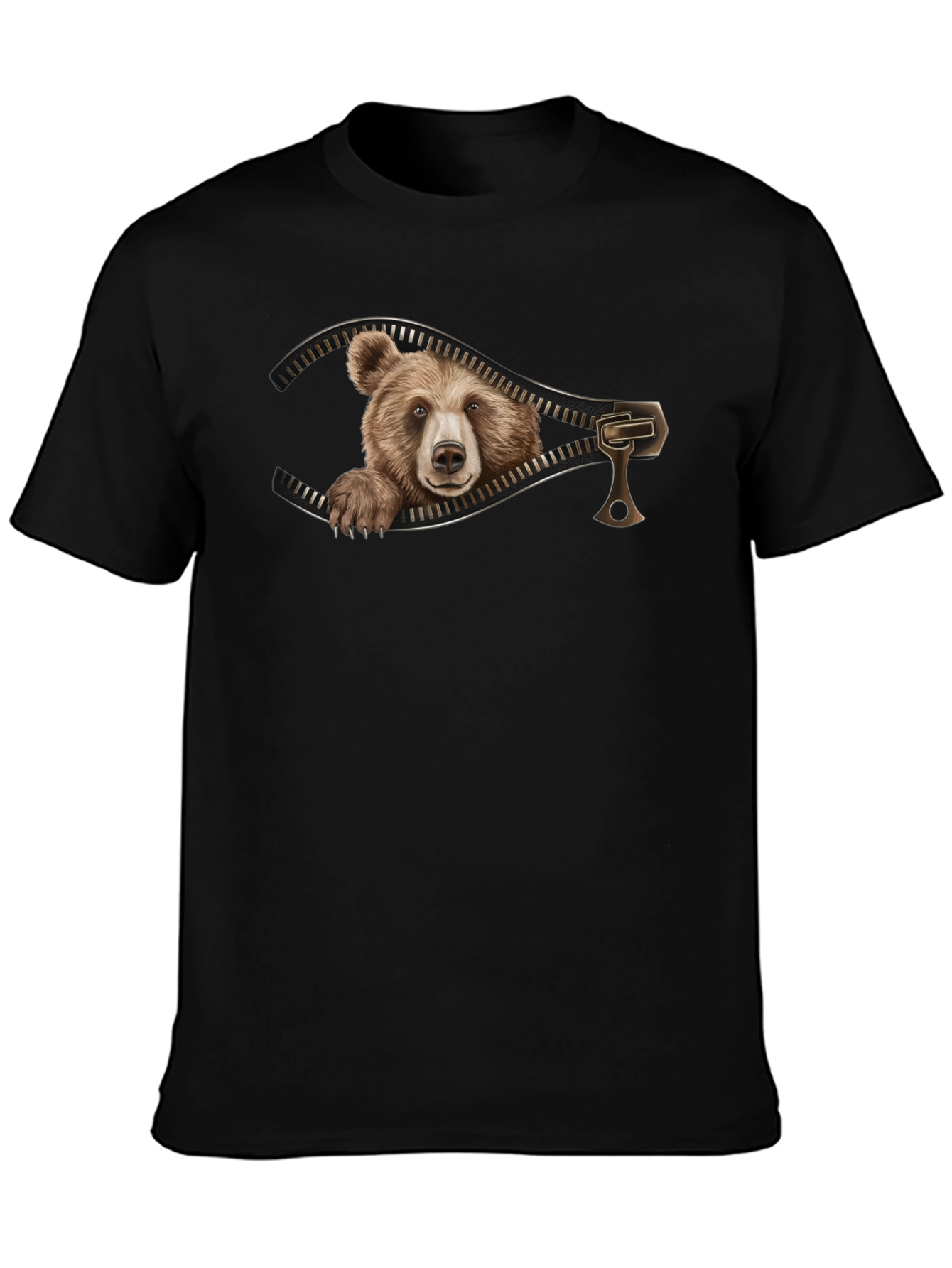 Bear Zipper Graphic Tee - Unique Design!