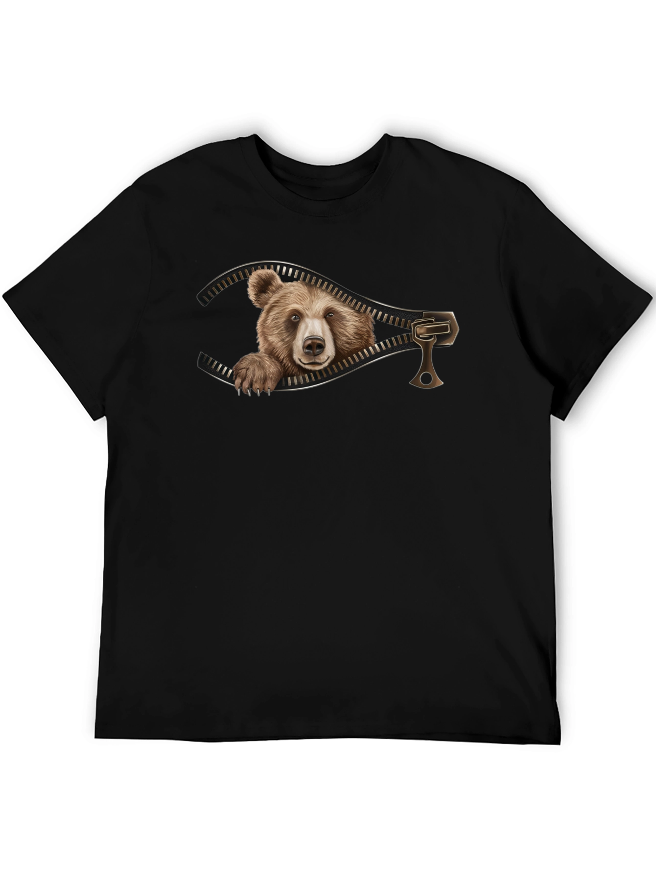 Bear Zipper Graphic Tee - Unique Design!