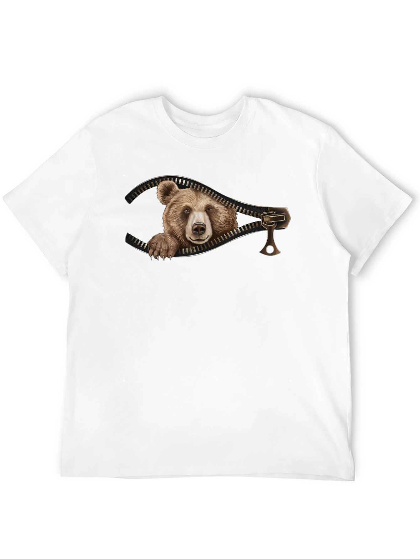 Bear Zipper Graphic Tee - Unique Design!