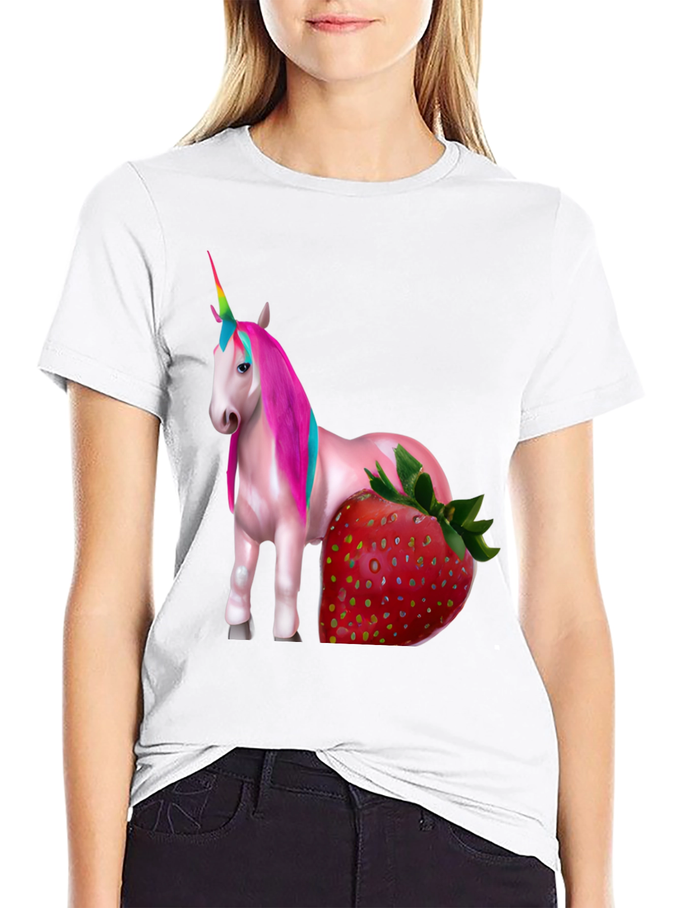 Unicorn Strawberry Graphic T-Shirt