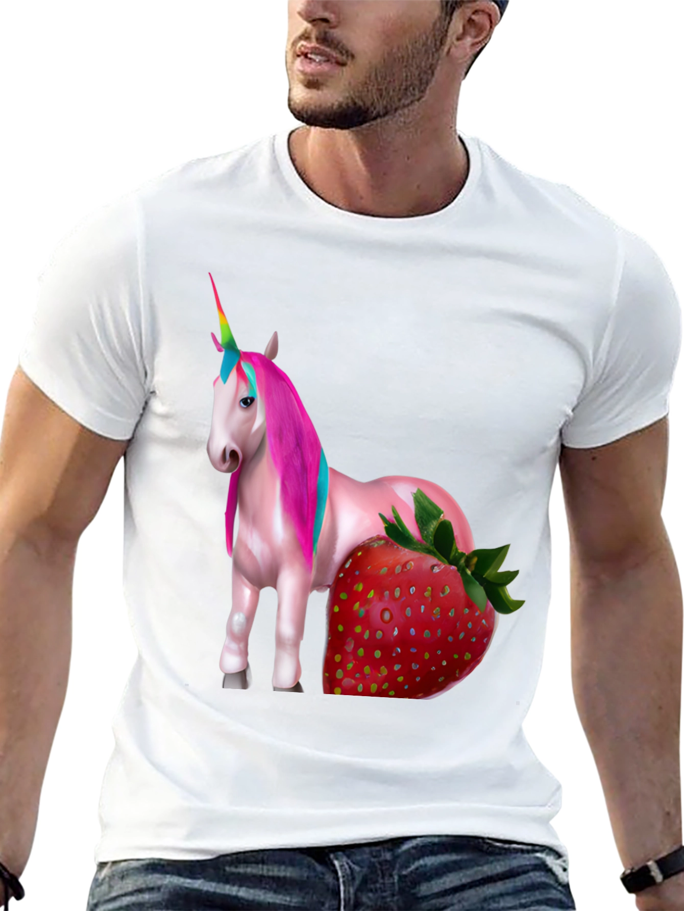 Unicorn Strawberry Graphic T-Shirt
