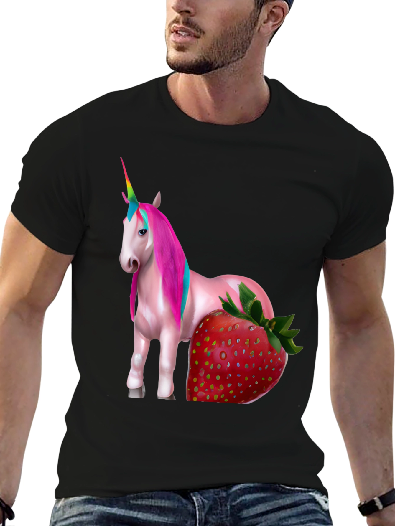 Unicorn Strawberry Graphic T-Shirt