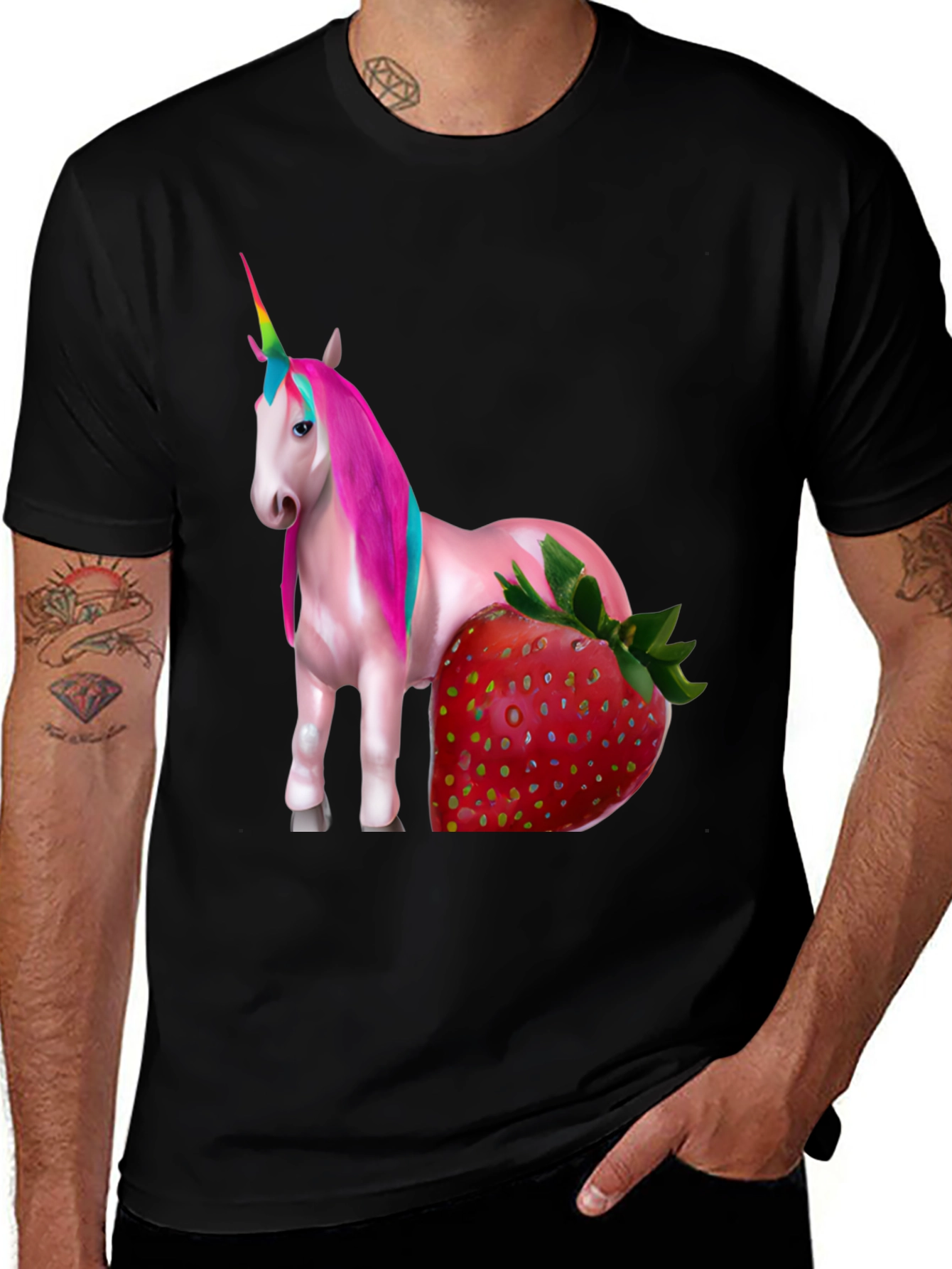 Unicorn Strawberry Graphic T-Shirt