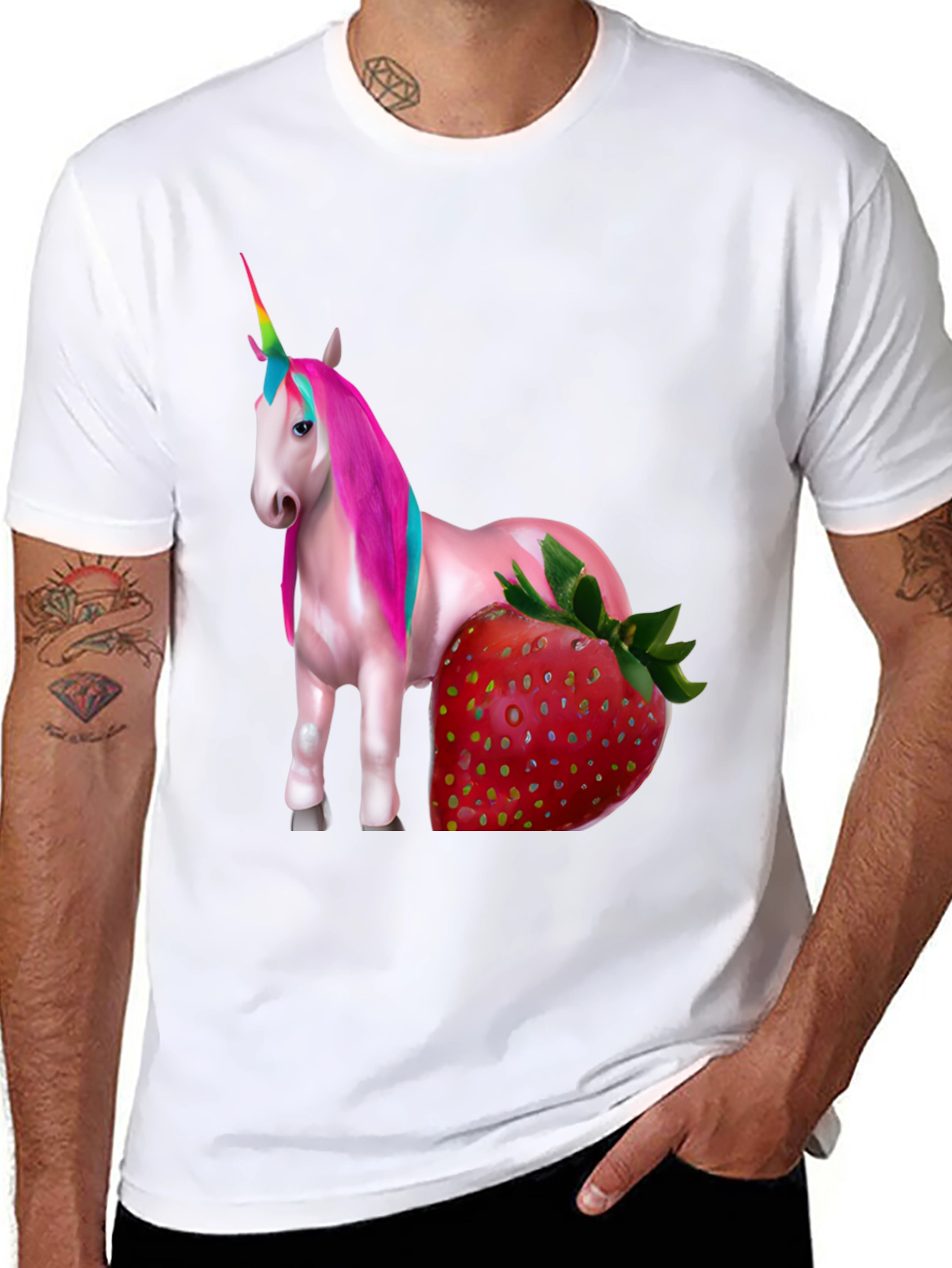 Unicorn Strawberry Graphic T-Shirt