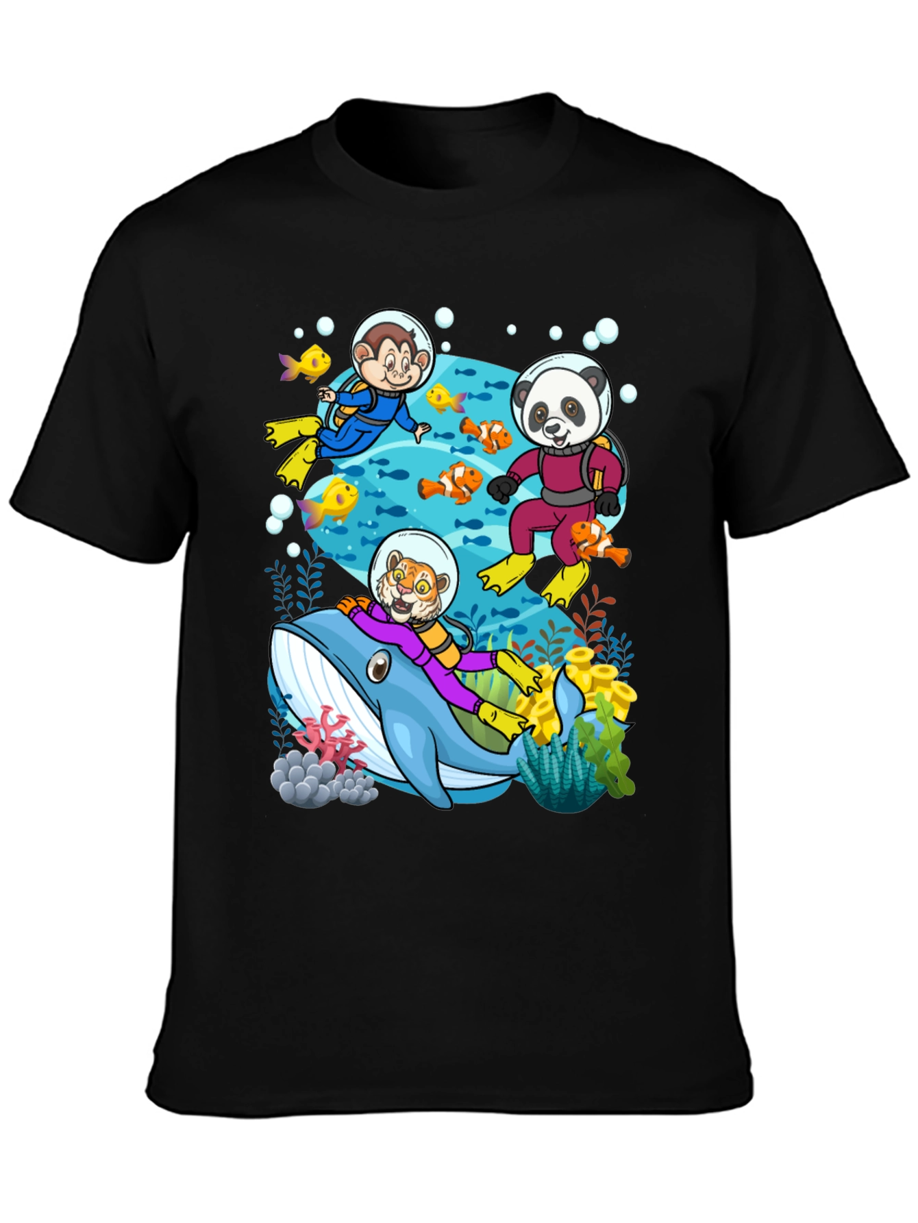 Cartoon Animals Diving T-Shirt