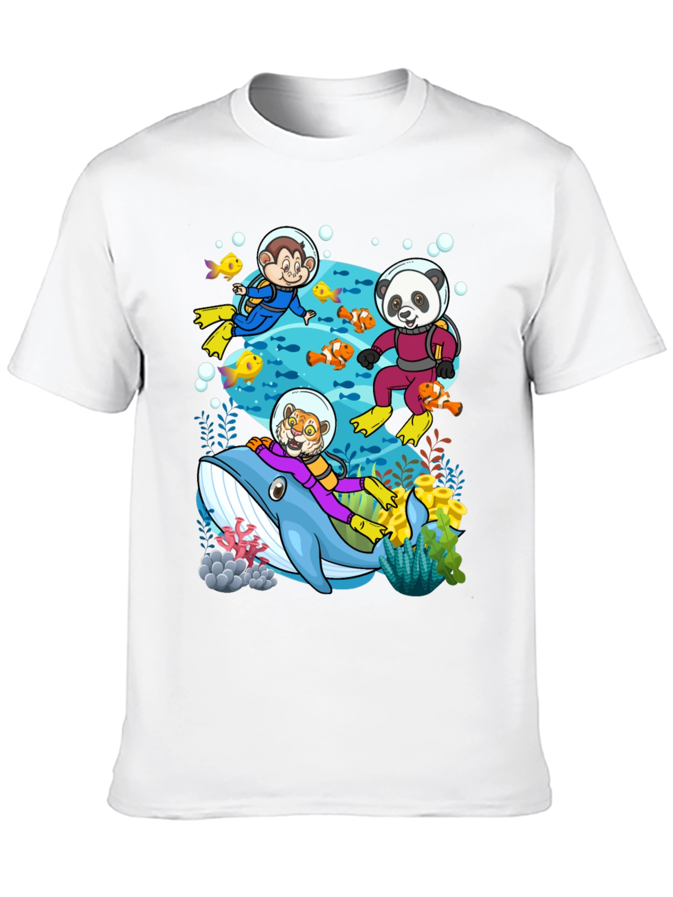 Cartoon Animals Diving T-Shirt