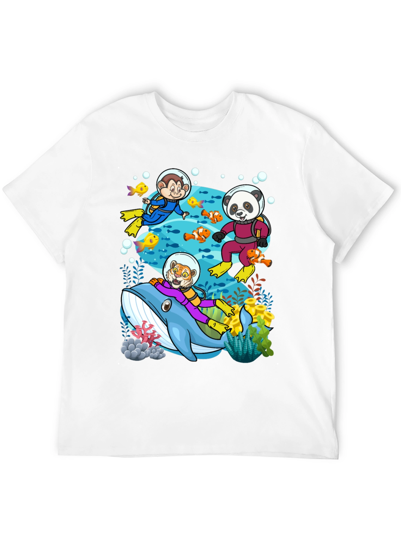 Cartoon Animals Diving T-Shirt