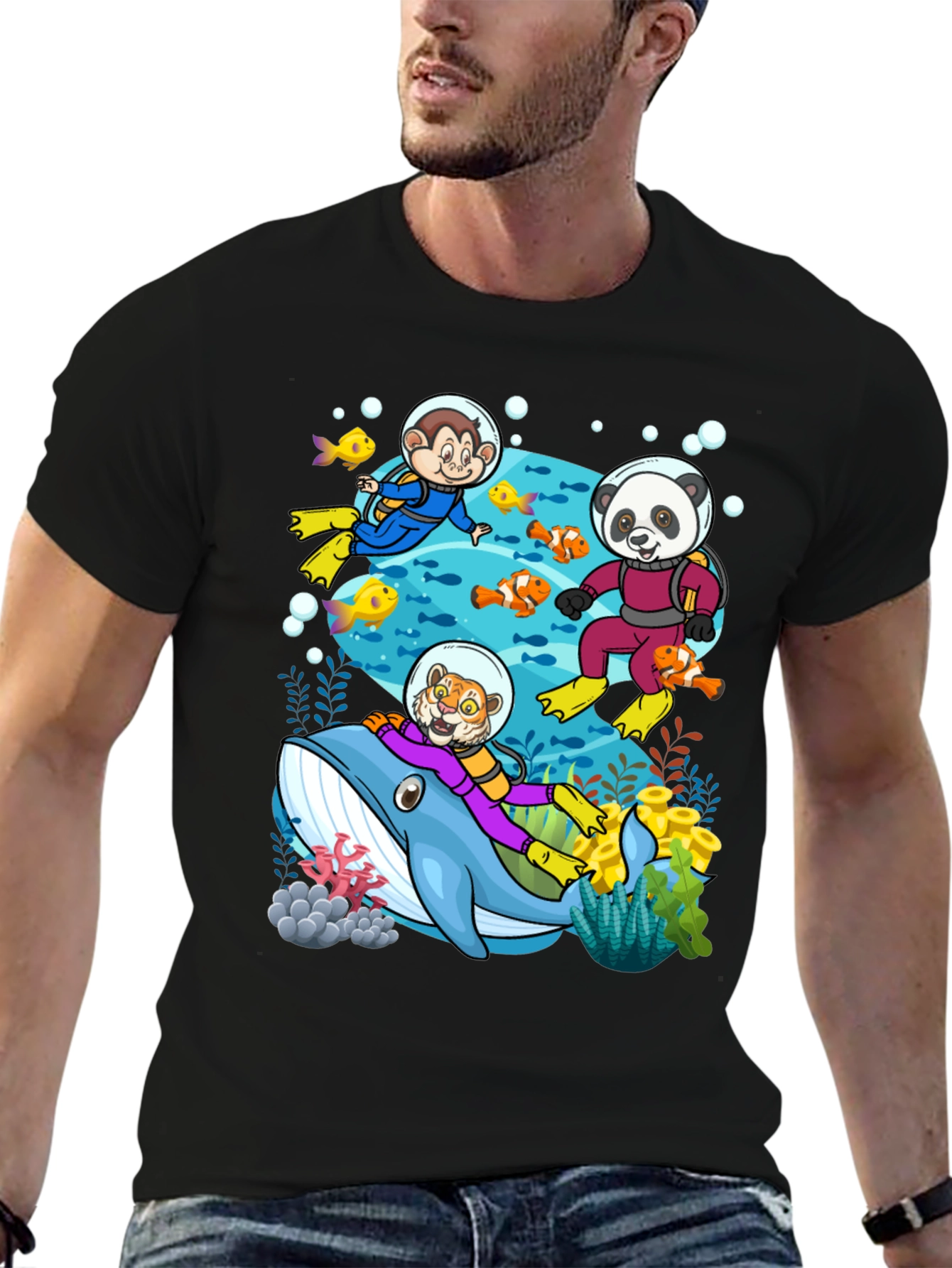 Cartoon Animals Diving T-Shirt