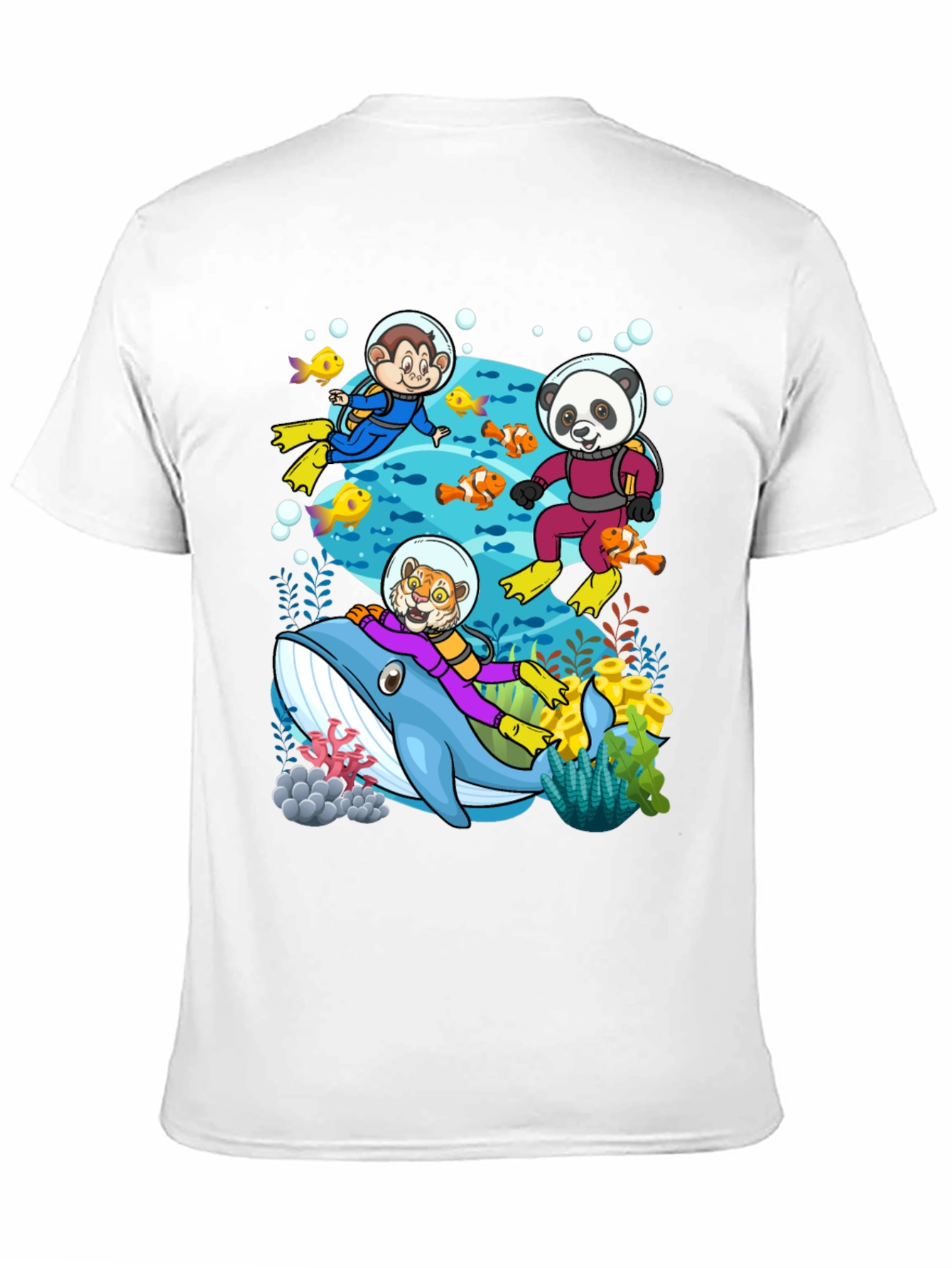 Cartoon Animals Diving T-Shirt